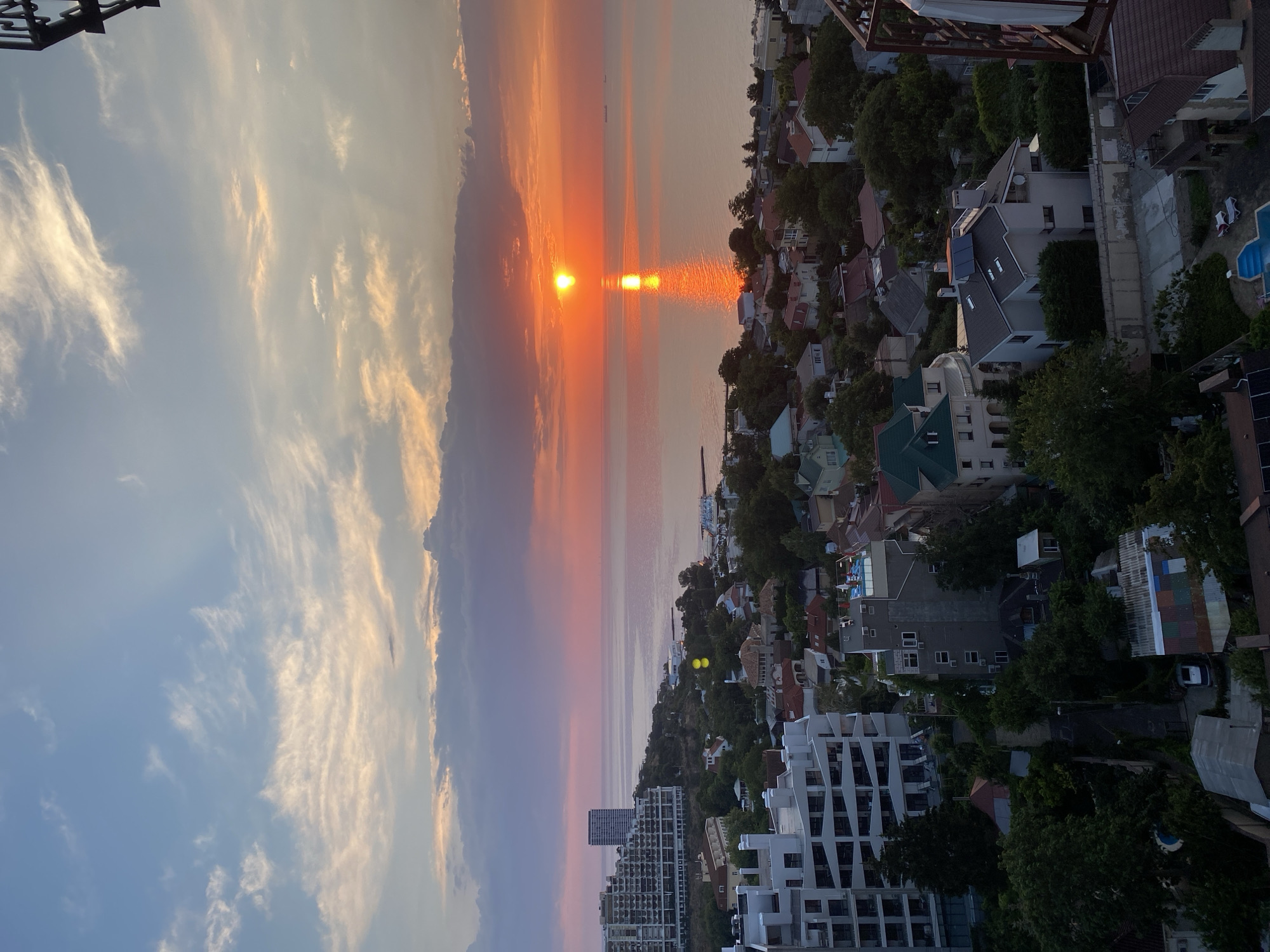 Odesa at sunset, city meets the Black Sea