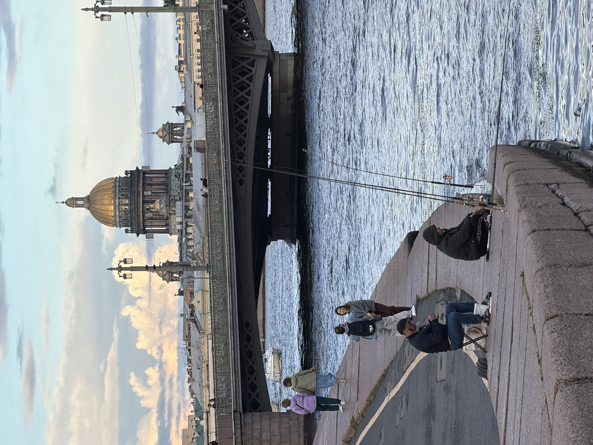Fishing and wandering the Neva embankment, St. Petersburg