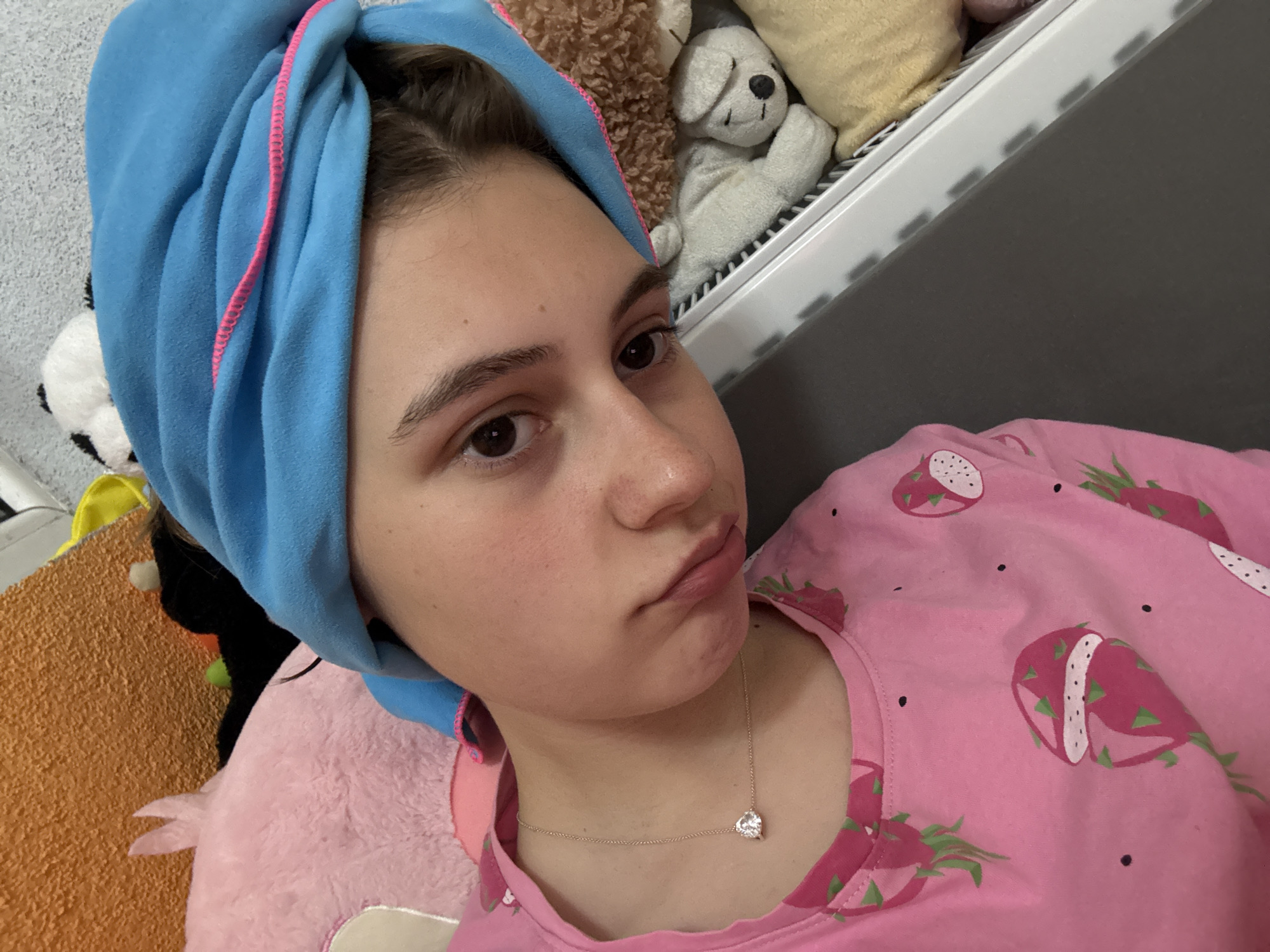 Young person spotted in towel and dragon fruit shirt in Bulgaria