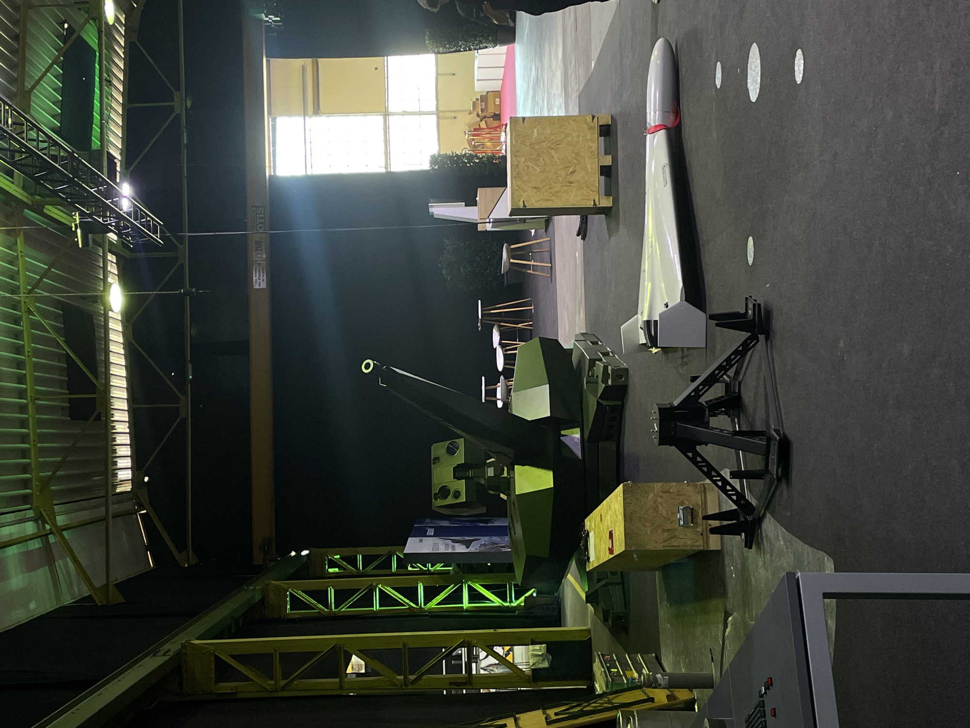 Military equipment exhibition displays anti-aircraft gun and missile
