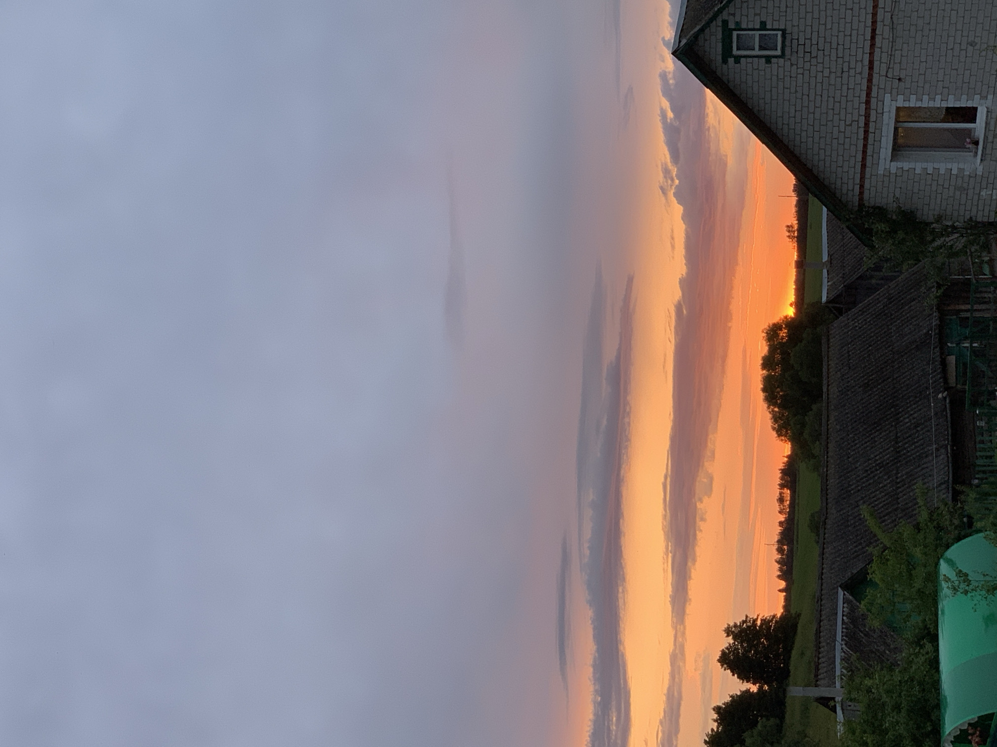 Sunset skies and a stork in rural Belarus