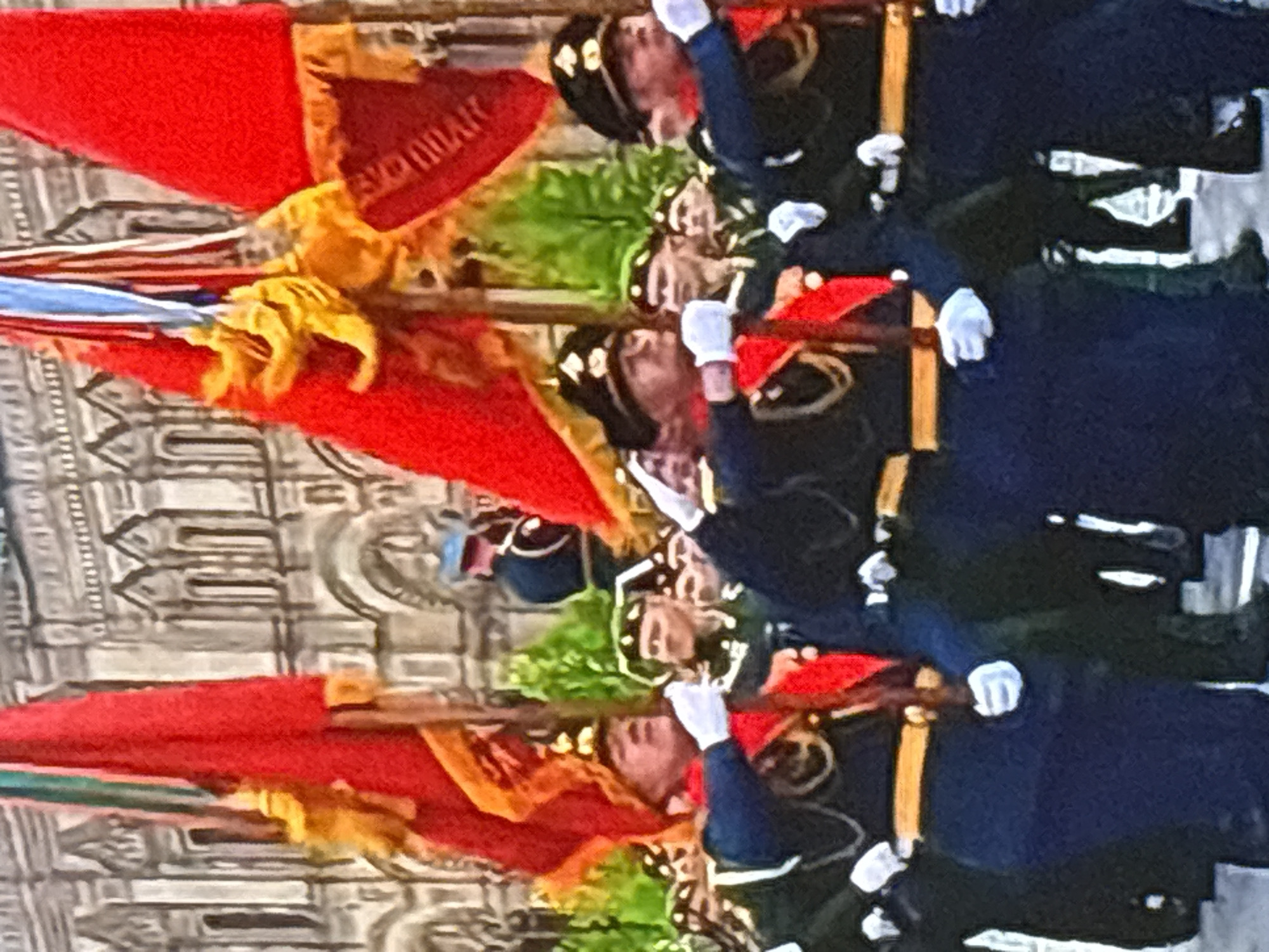 Military parade with Russian Navy sailors in Belokurikha