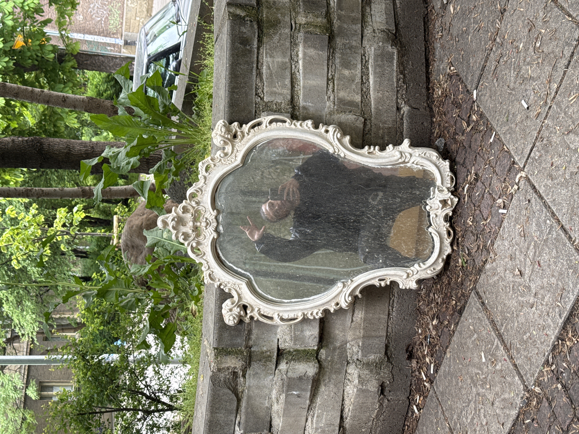 Street scenes with mirror reflection and inline skater in Sofia