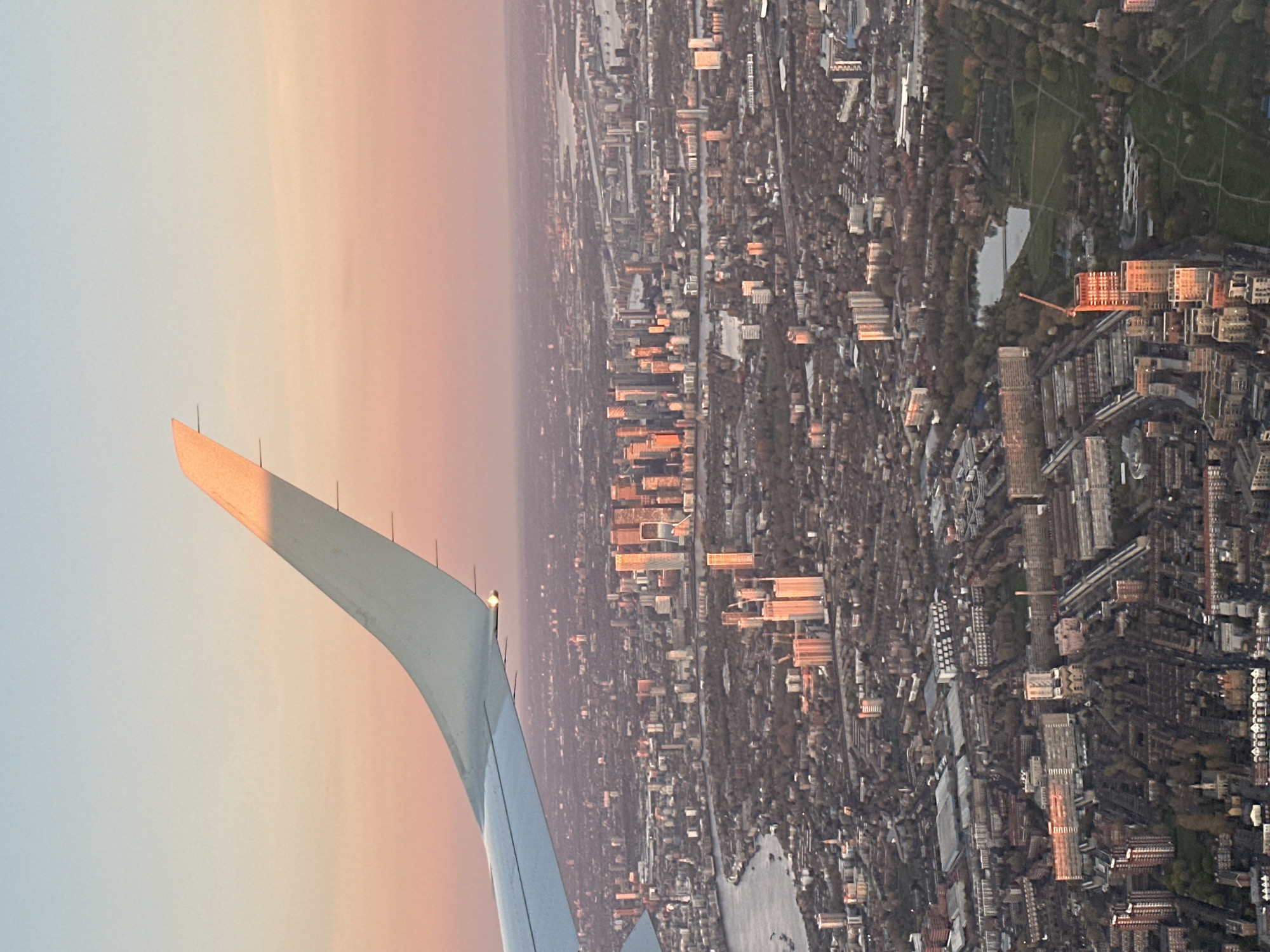 Aerial view of London captured from airplane window