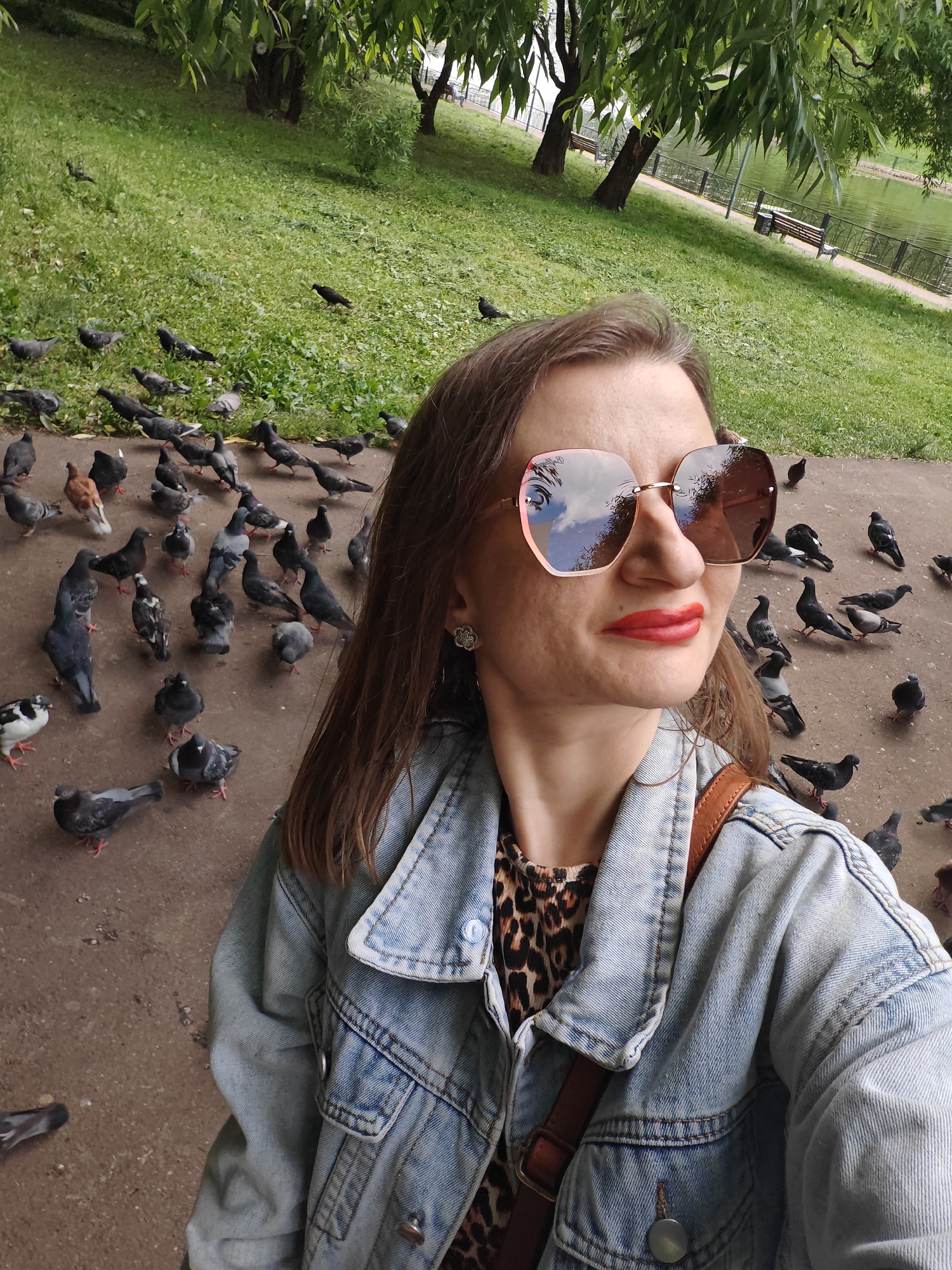 Morning park visit with dogs, pigeons, and fountain scenes