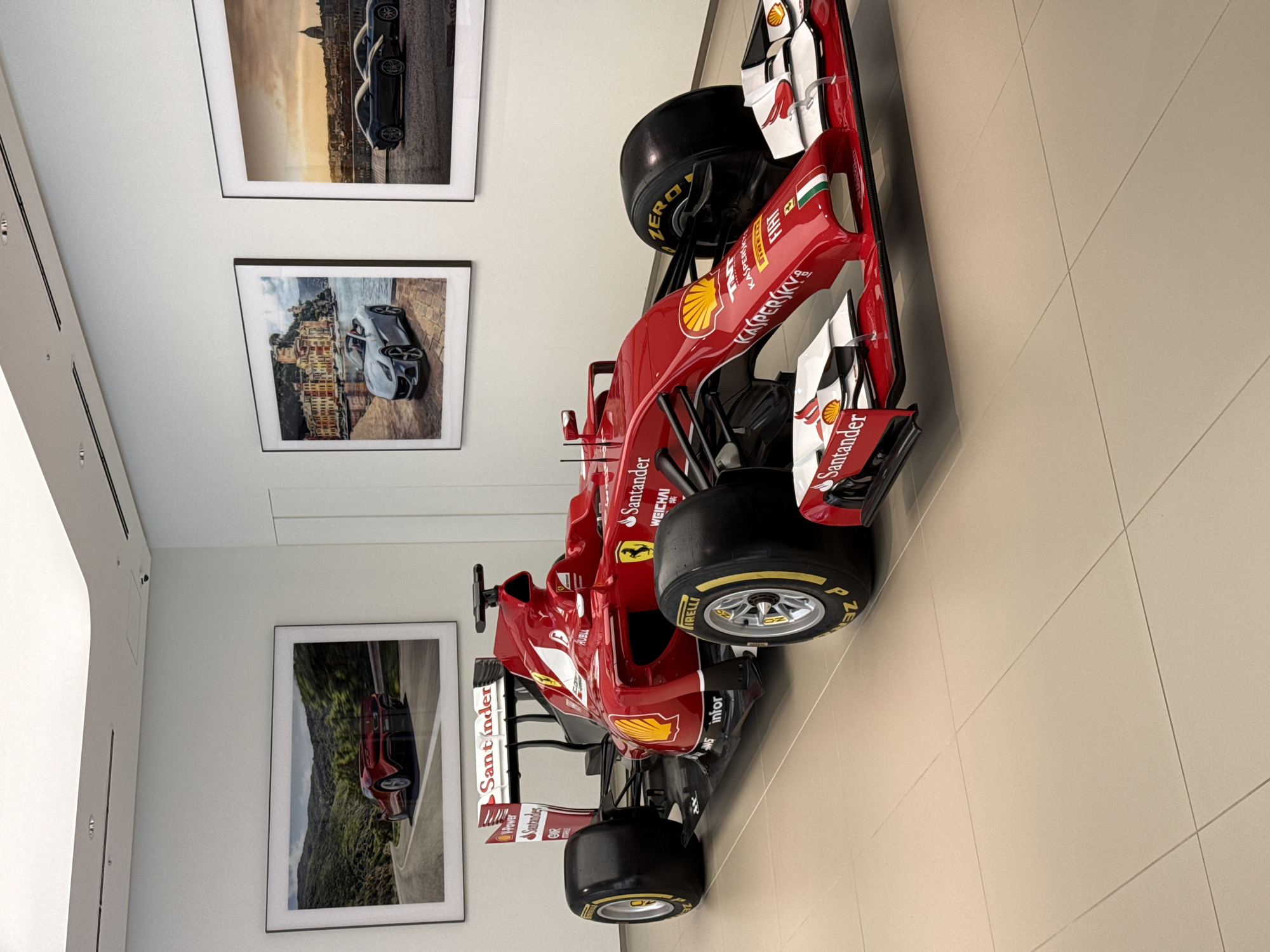 Ferrari F1 car displayed at Osaka dealership showroom