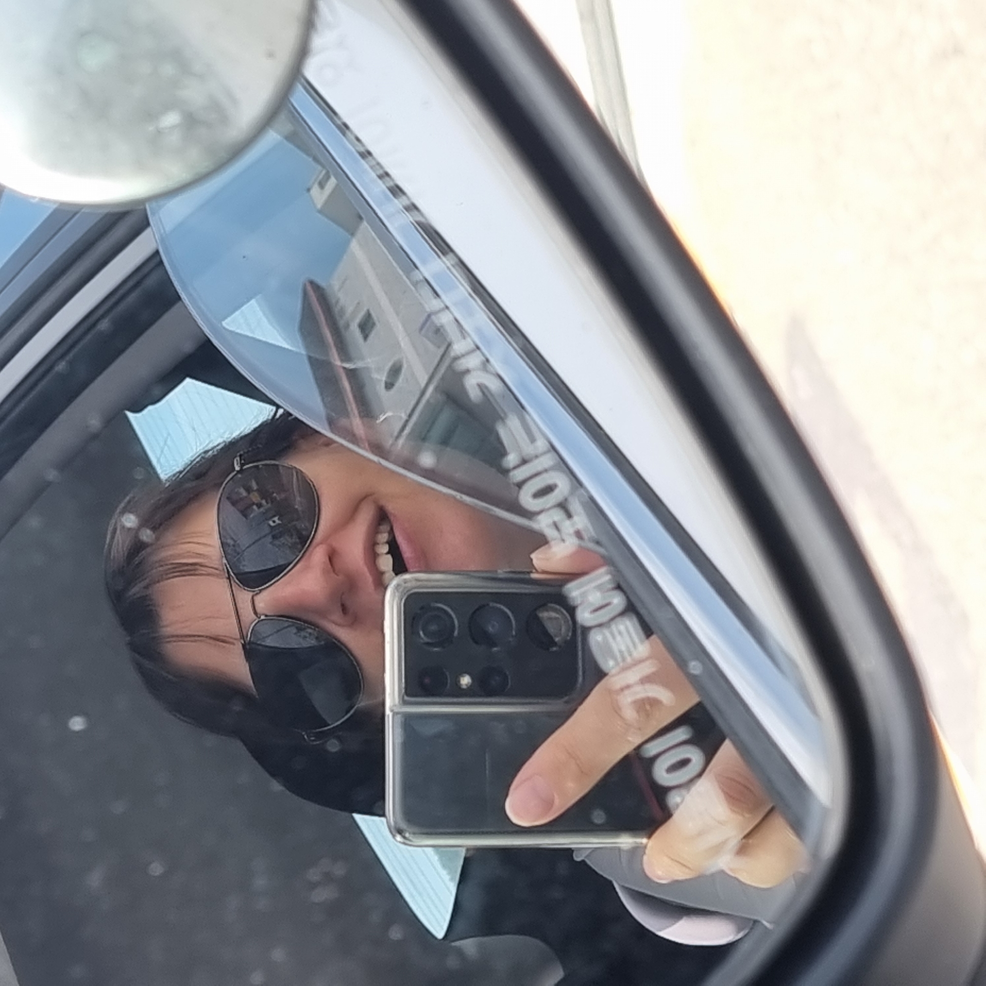 Side-mirror selfie from the driver's seat in Dunnae-myeon