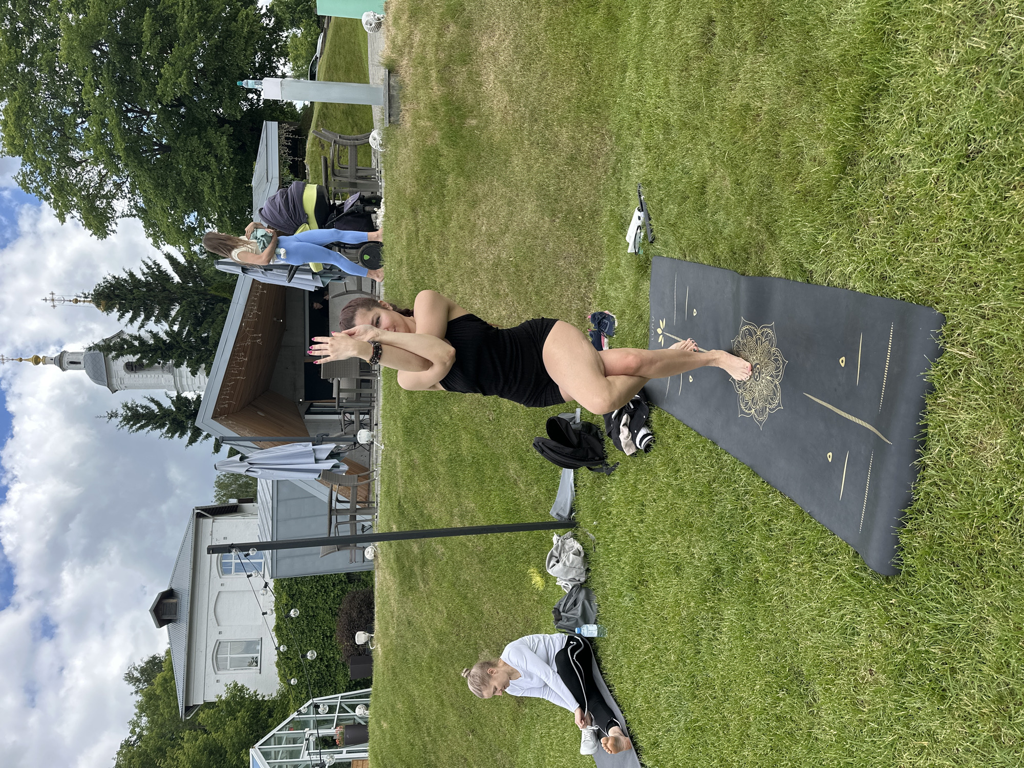 Morning yoga session documented in Vladimir, Russia park