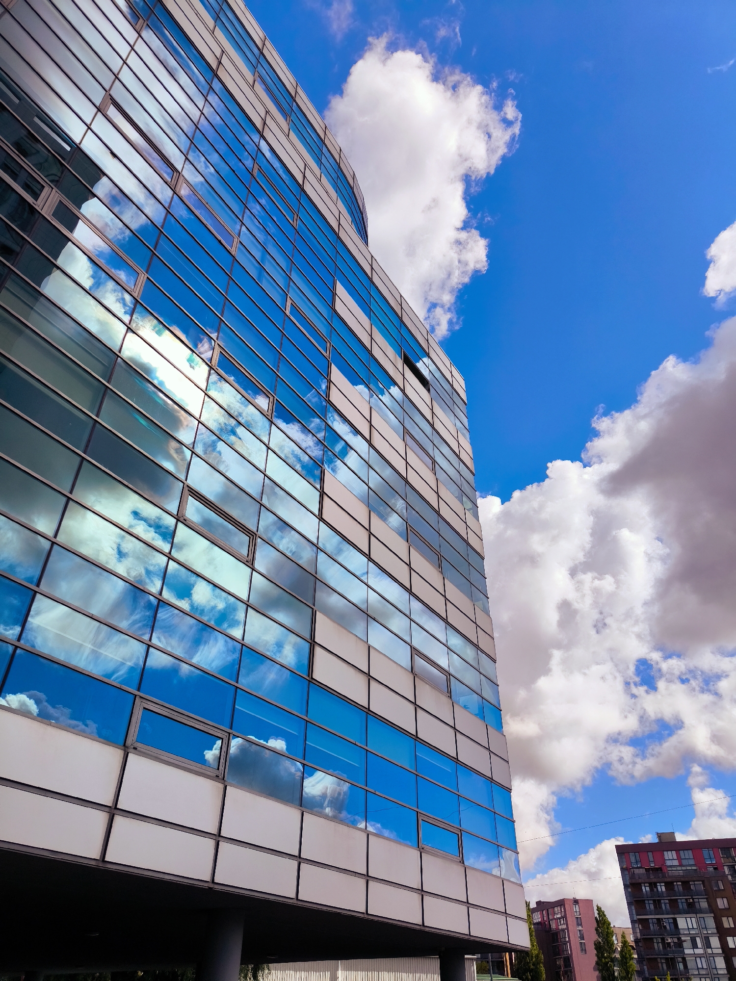 Modern glass and tile office buildings in central Riga