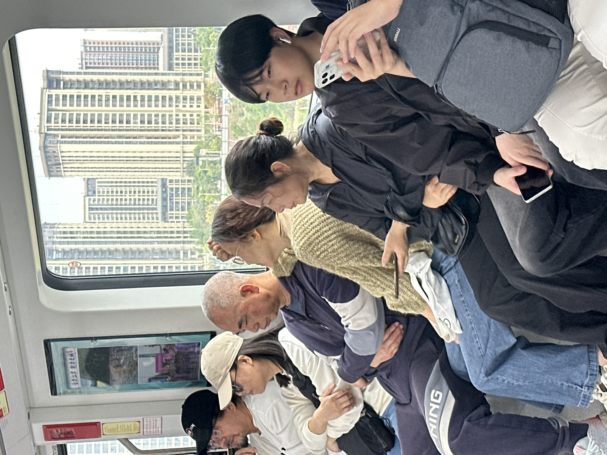 Crowded metro train captured during morning rush in Shuangfu