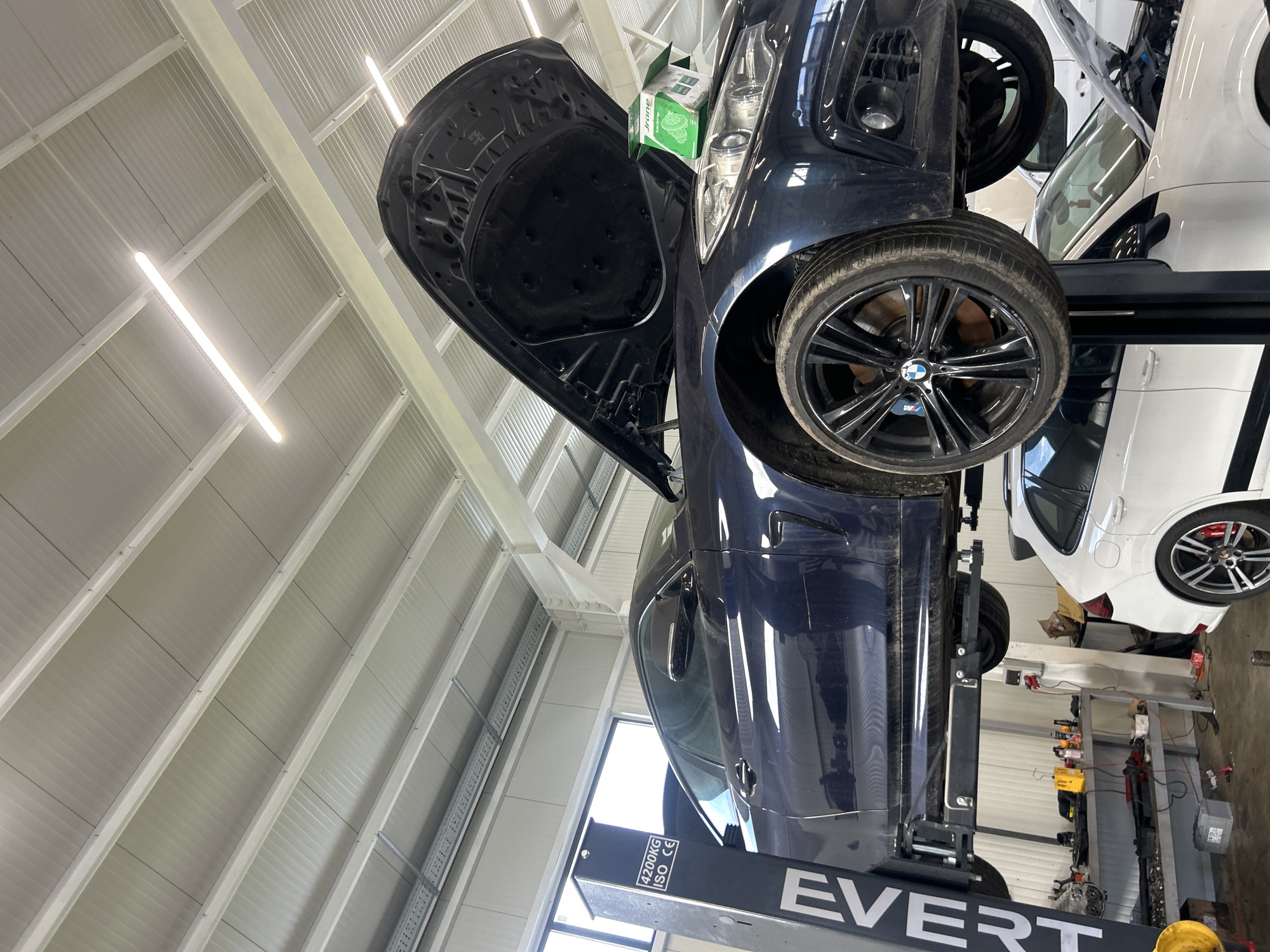 Cars elevated for maintenance at Bulgarian garage facility