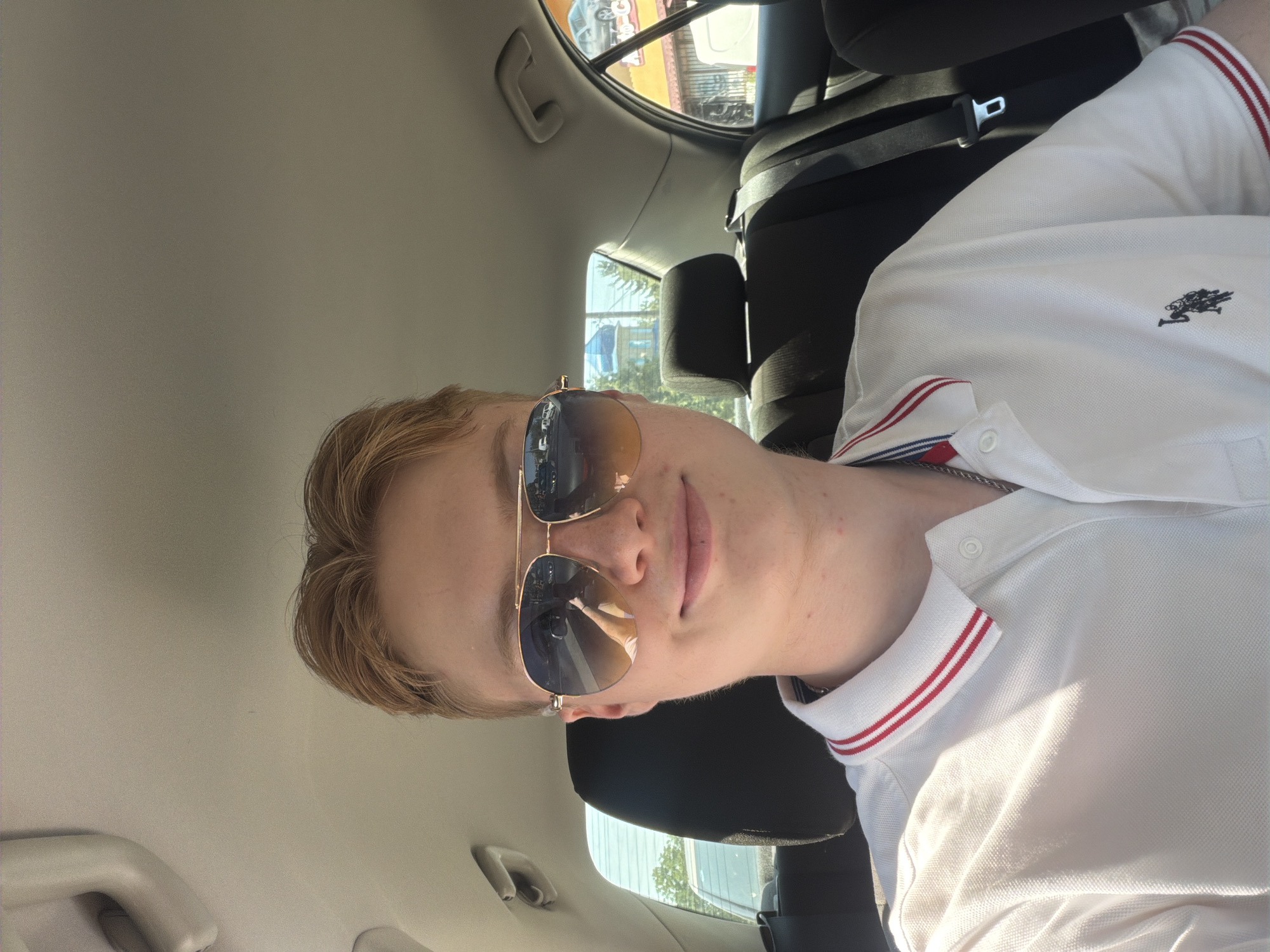 Series of in-car selfies near Polonne, Ukraine