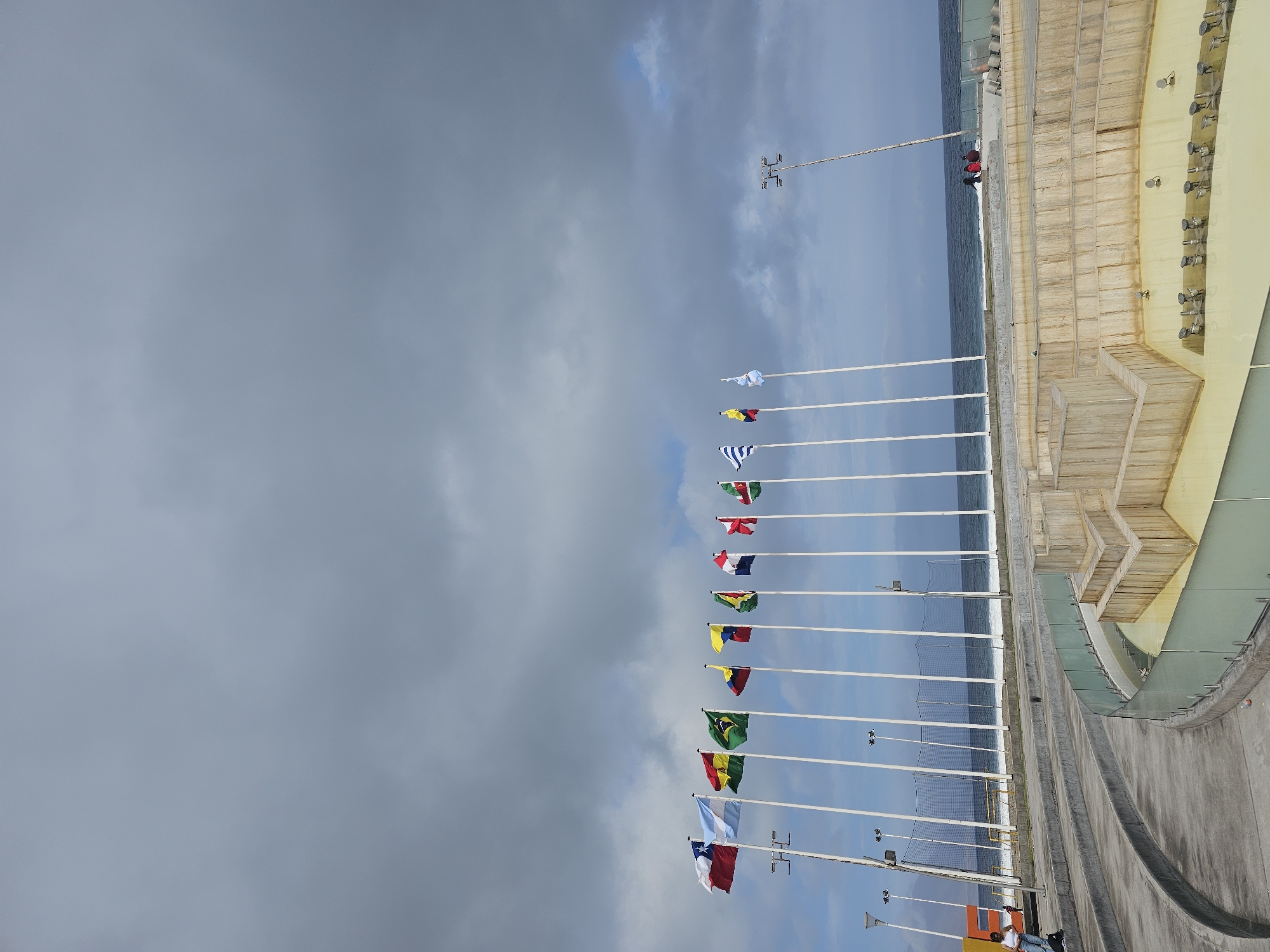 South American flags line the Iquique coastline