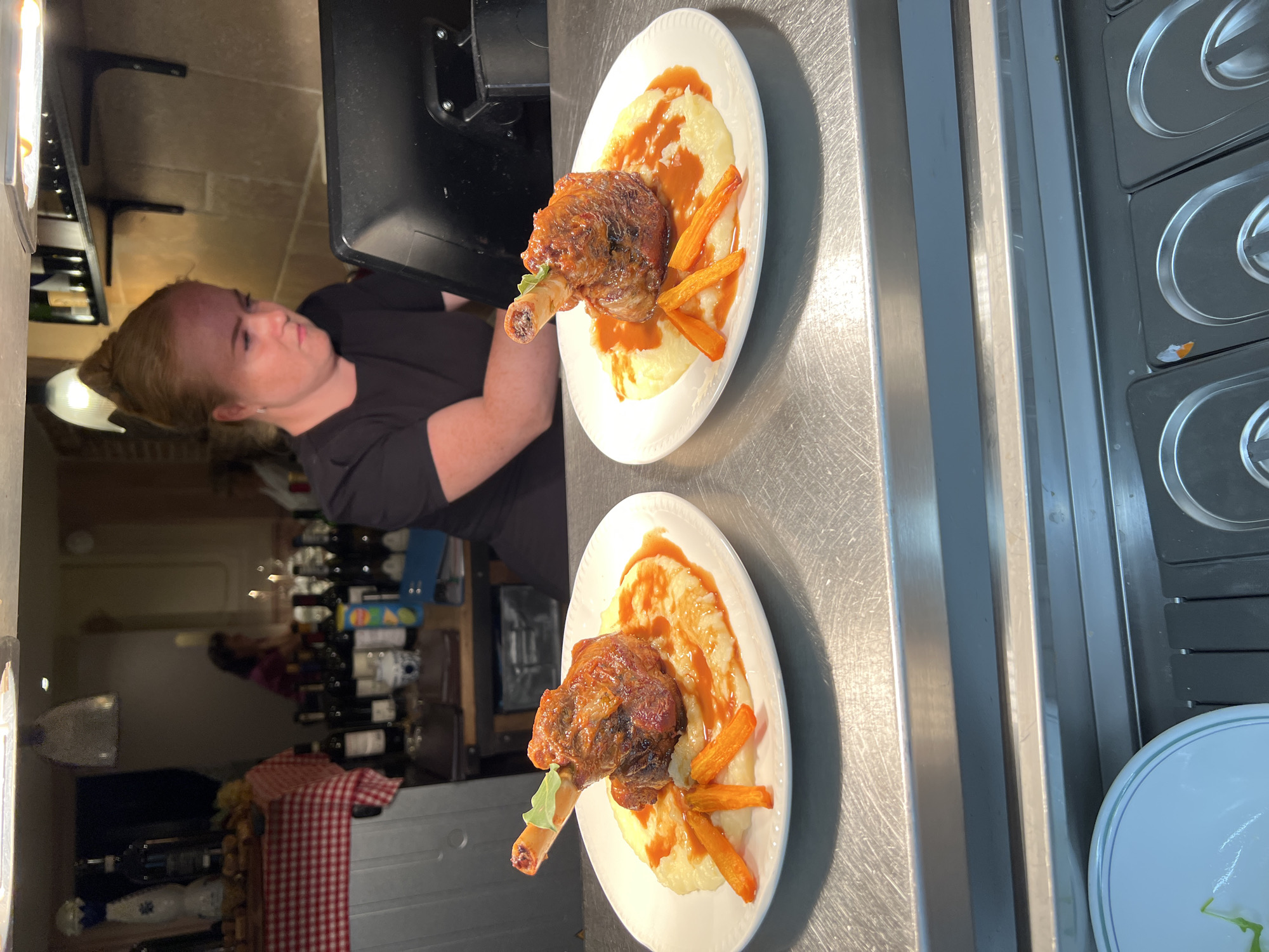 Lamb shanks plated up at a Guildford restaurant