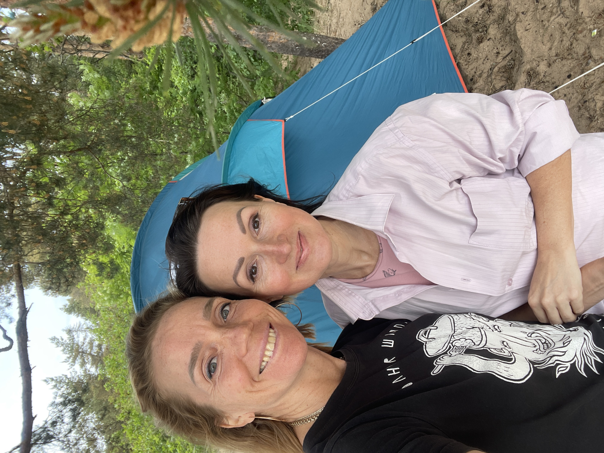 Camping group enjoys forest picnic and beach walks in Russia