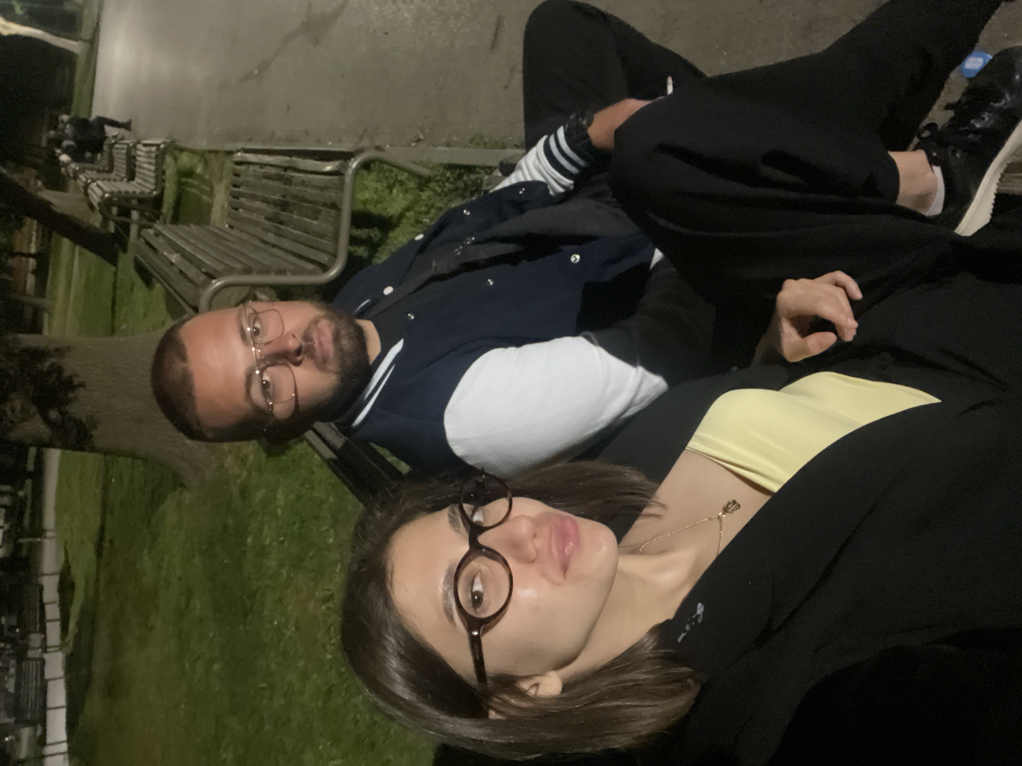 Couple relaxes in Sofia park during evening hours