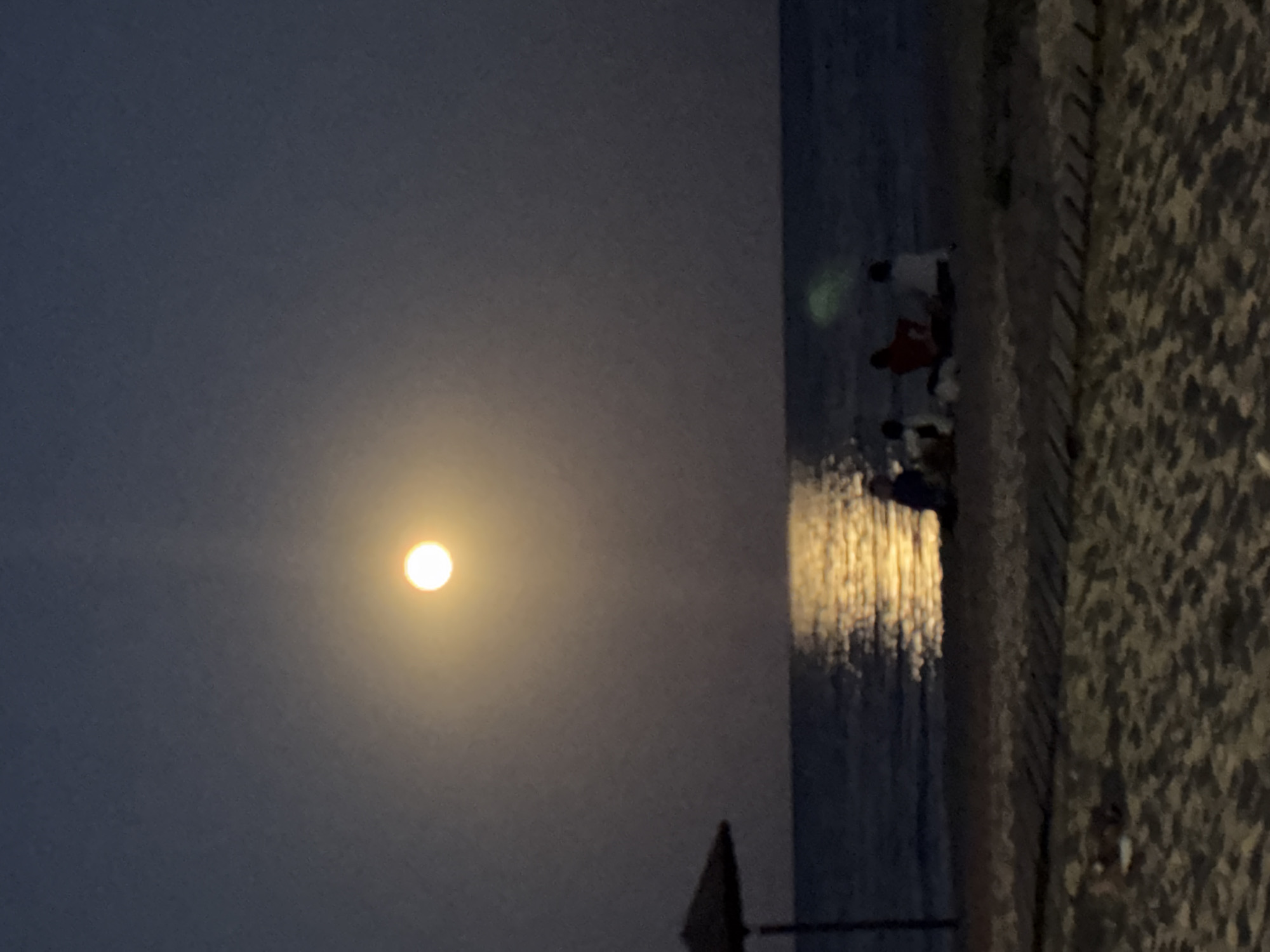 Full moon reflecting over the Black Sea coast near Varna