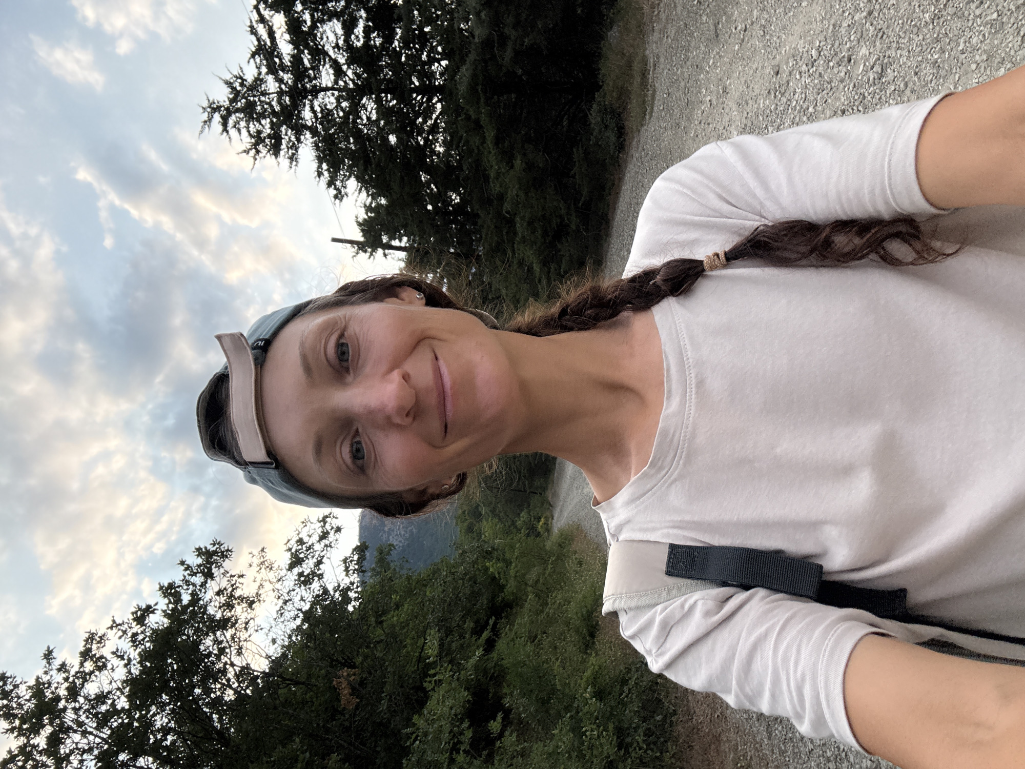 Trail selfie and dramatic rocky peaks in Crimea
