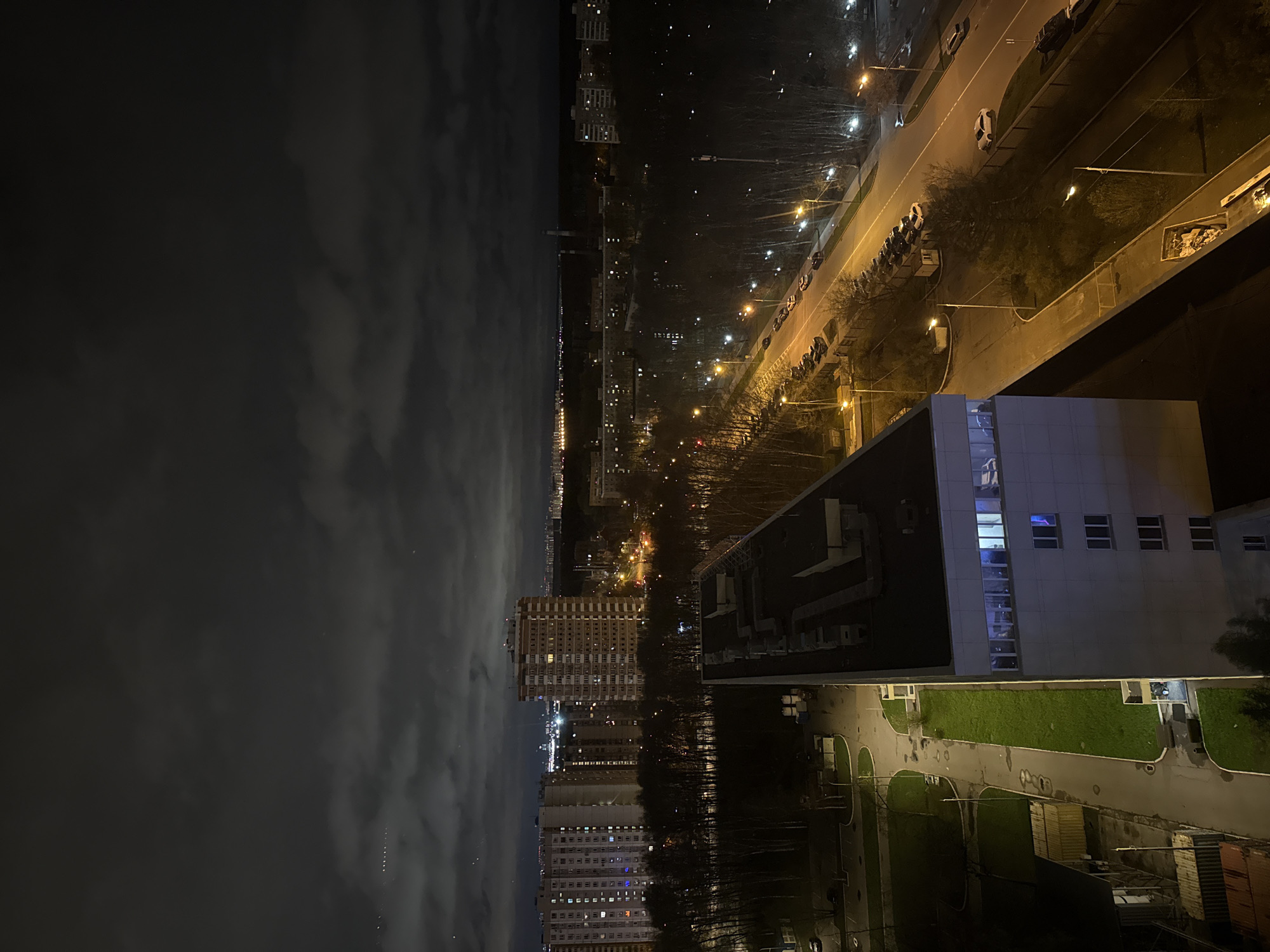 Nighttime urban landscape photographed from elevated view in Khimki