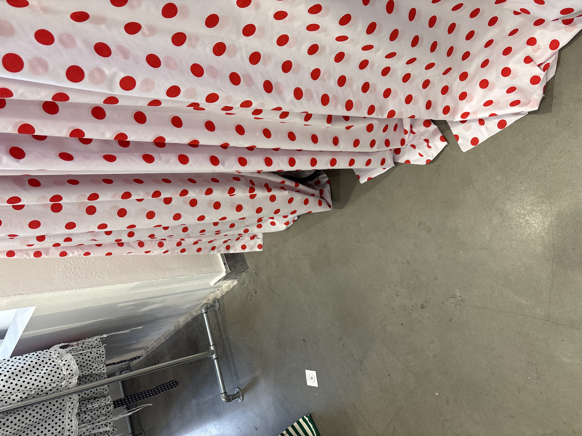London clothing store changing room captured from above