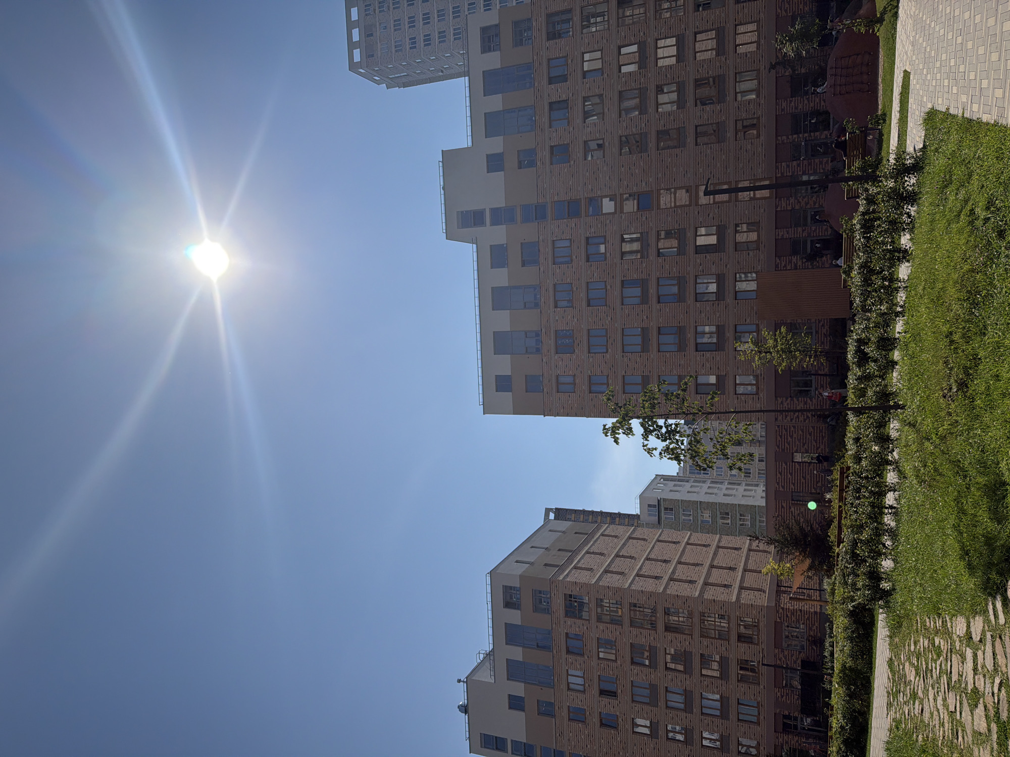 Modern Yekaterinburg residential complex on a bright summer morning