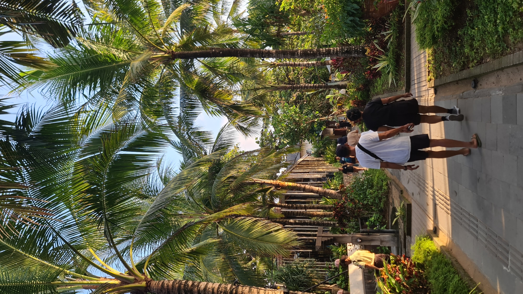 Sunset at a Denpasar beach resort, boardwalks and shoreline
