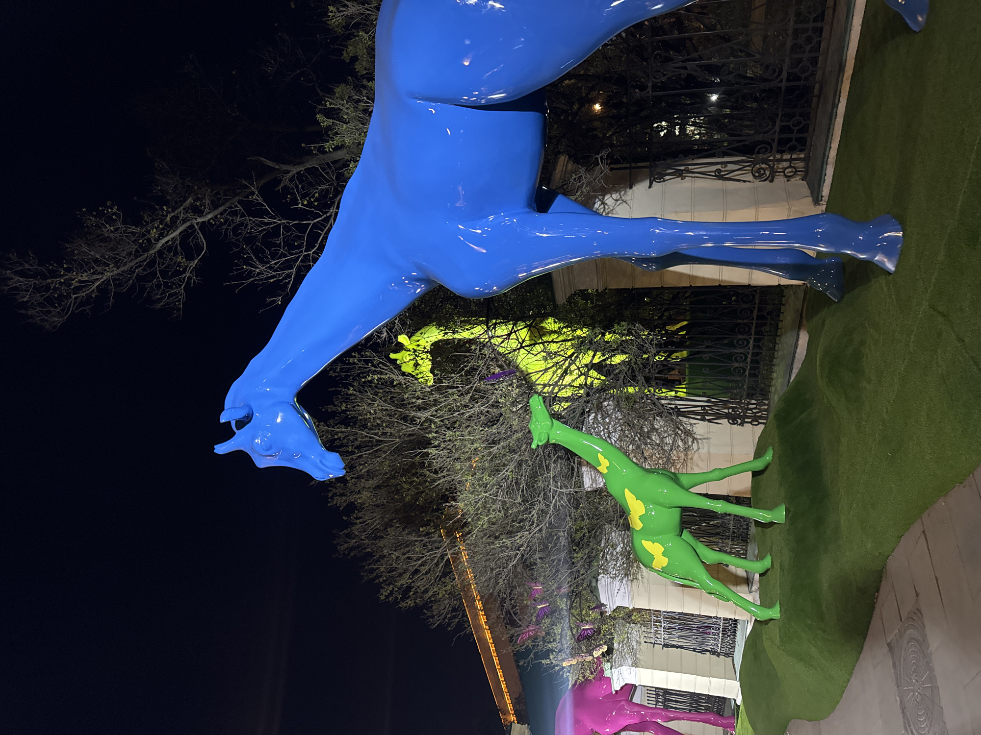 Colorful giraffe sculptures displayed in Moscow public art installation