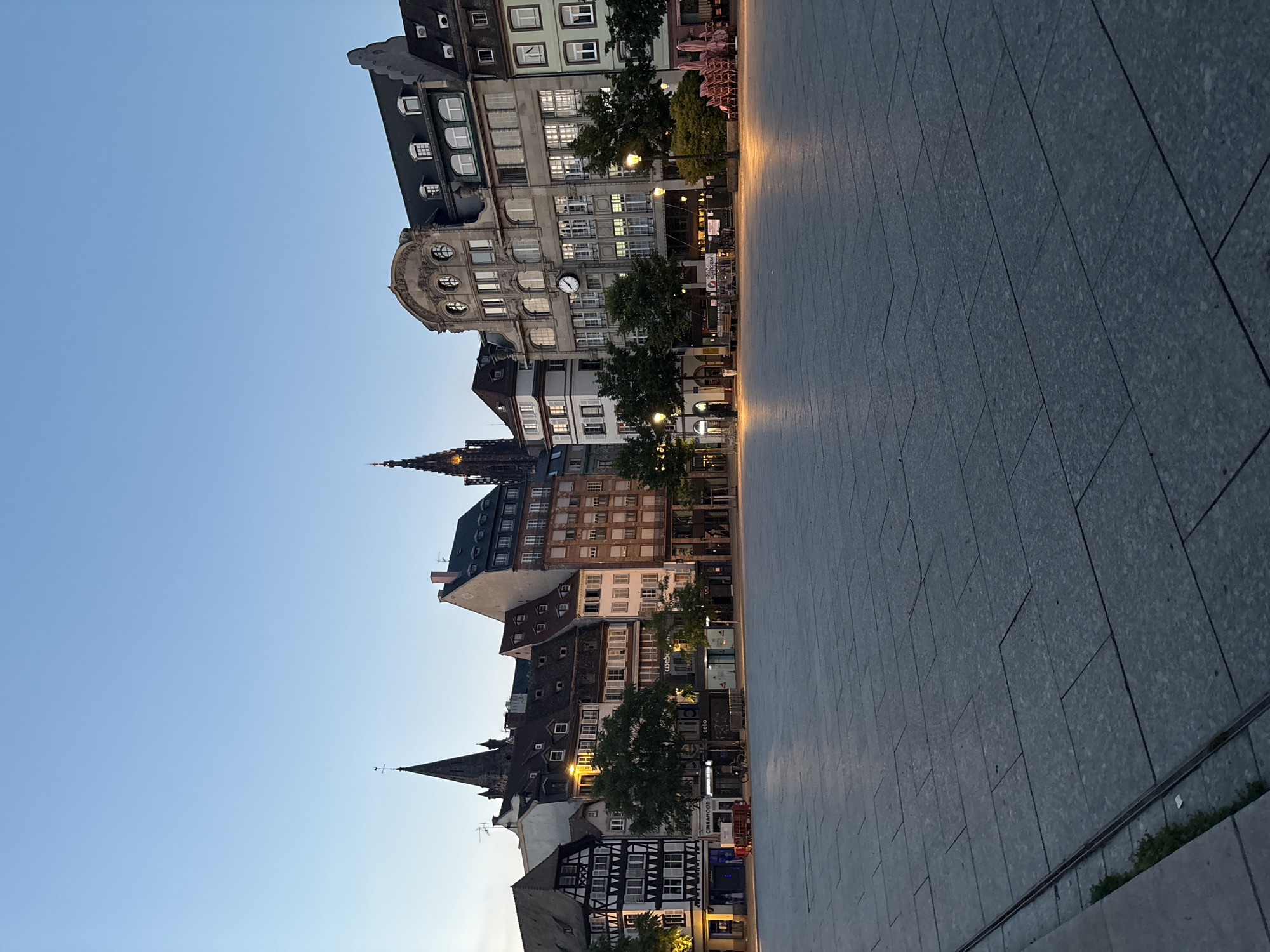 Strasbourg's historic squares at twilight, multiple angles