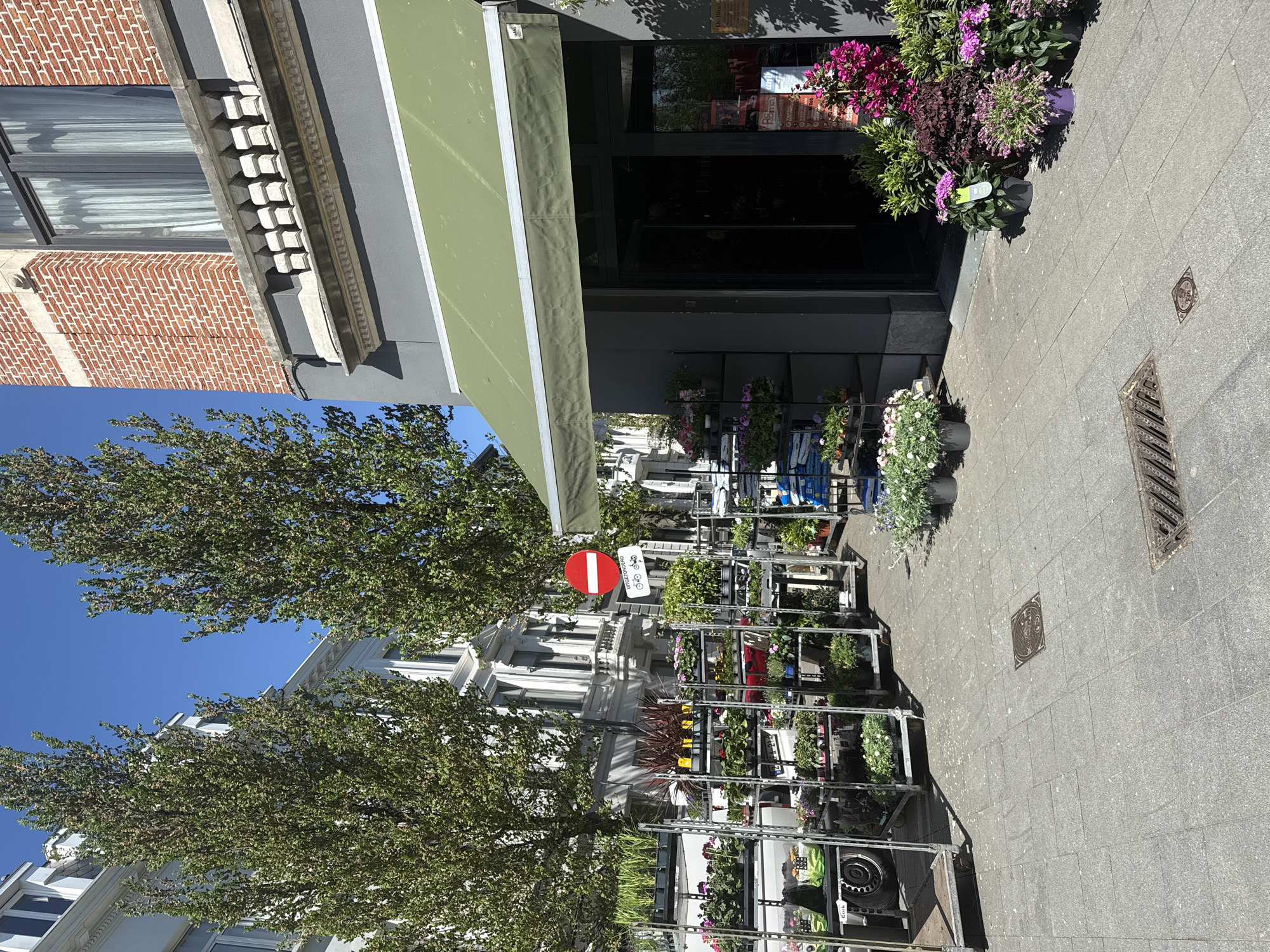 Woman spotted outside Antwerp flower shop with beverage and IQOS