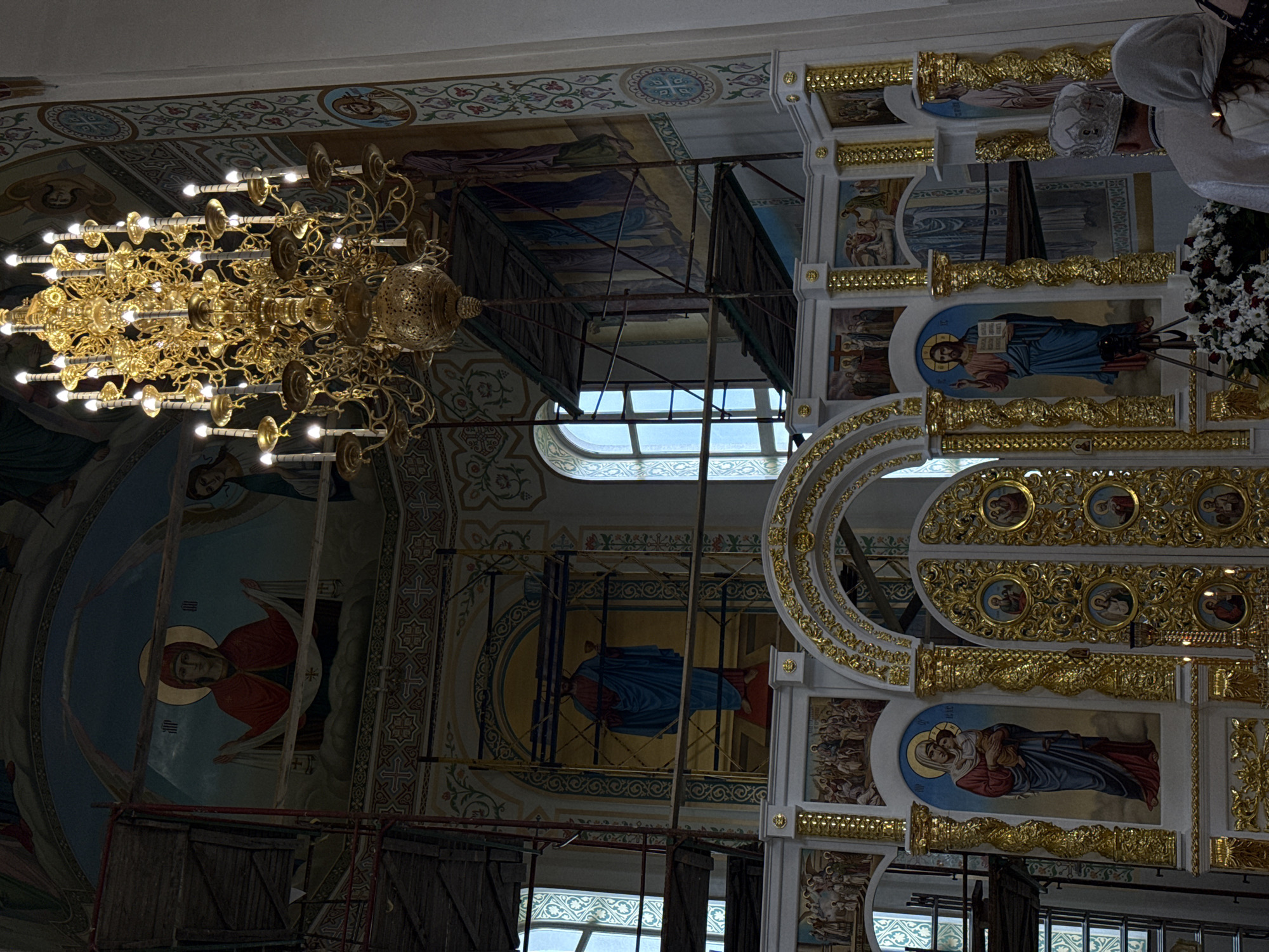 Orthodox church service documented amid restoration in Zviahel, Ukraine
