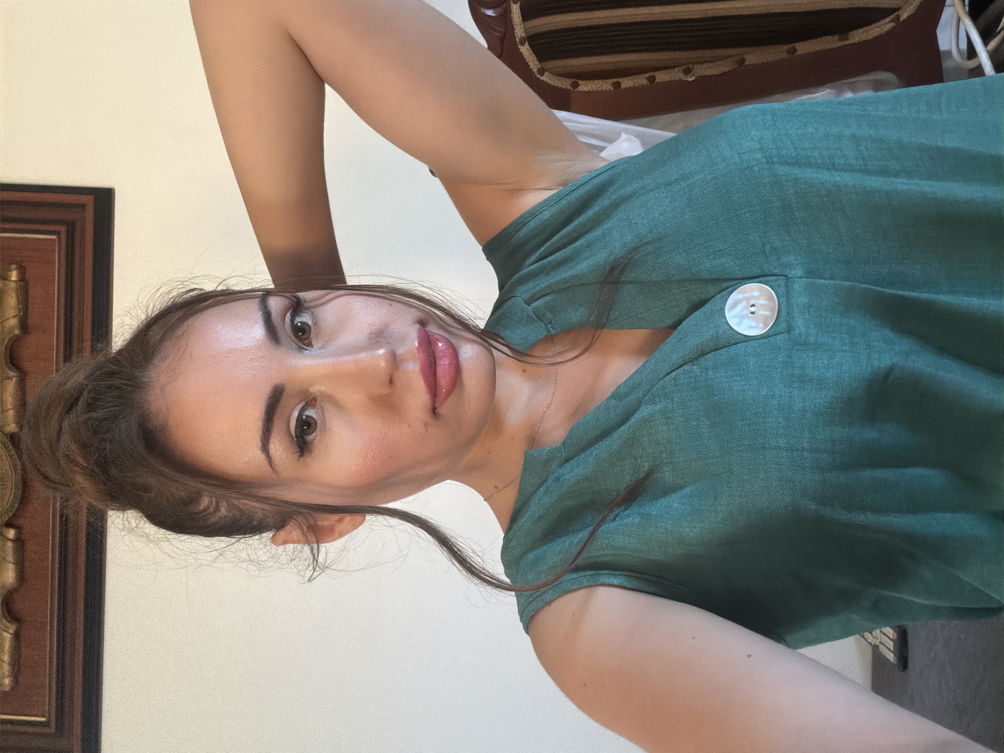 Woman documents morning selfies and breakfast in Cyprus