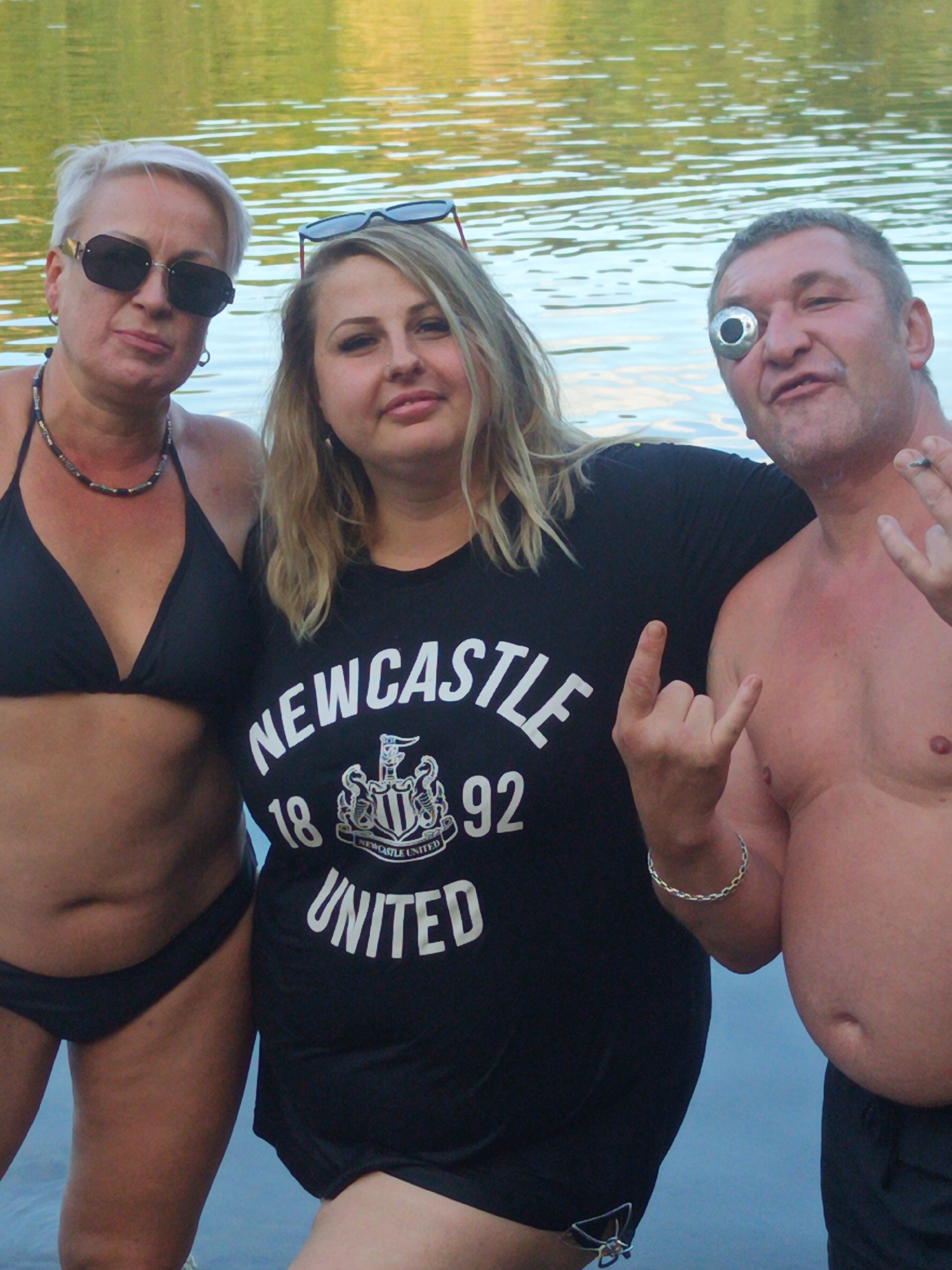 Lazy summer afternoon swimming at a lake near Uzhhorod
