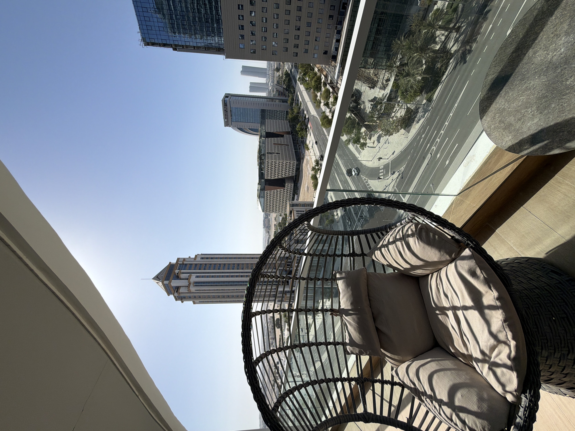 Witness captures sunny balcony views of modern Lusail cityscape