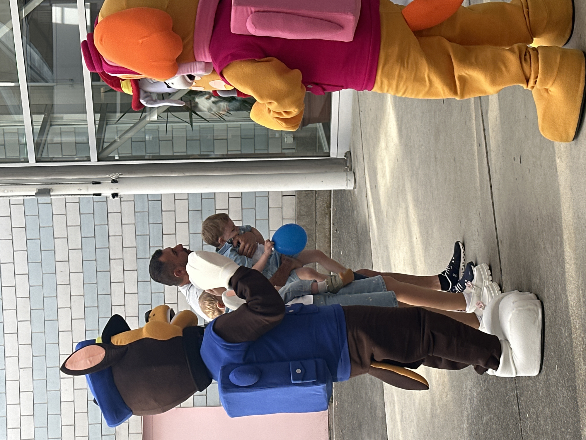 Paw Patrol mascots entertain families at outdoor meet-and-greet event