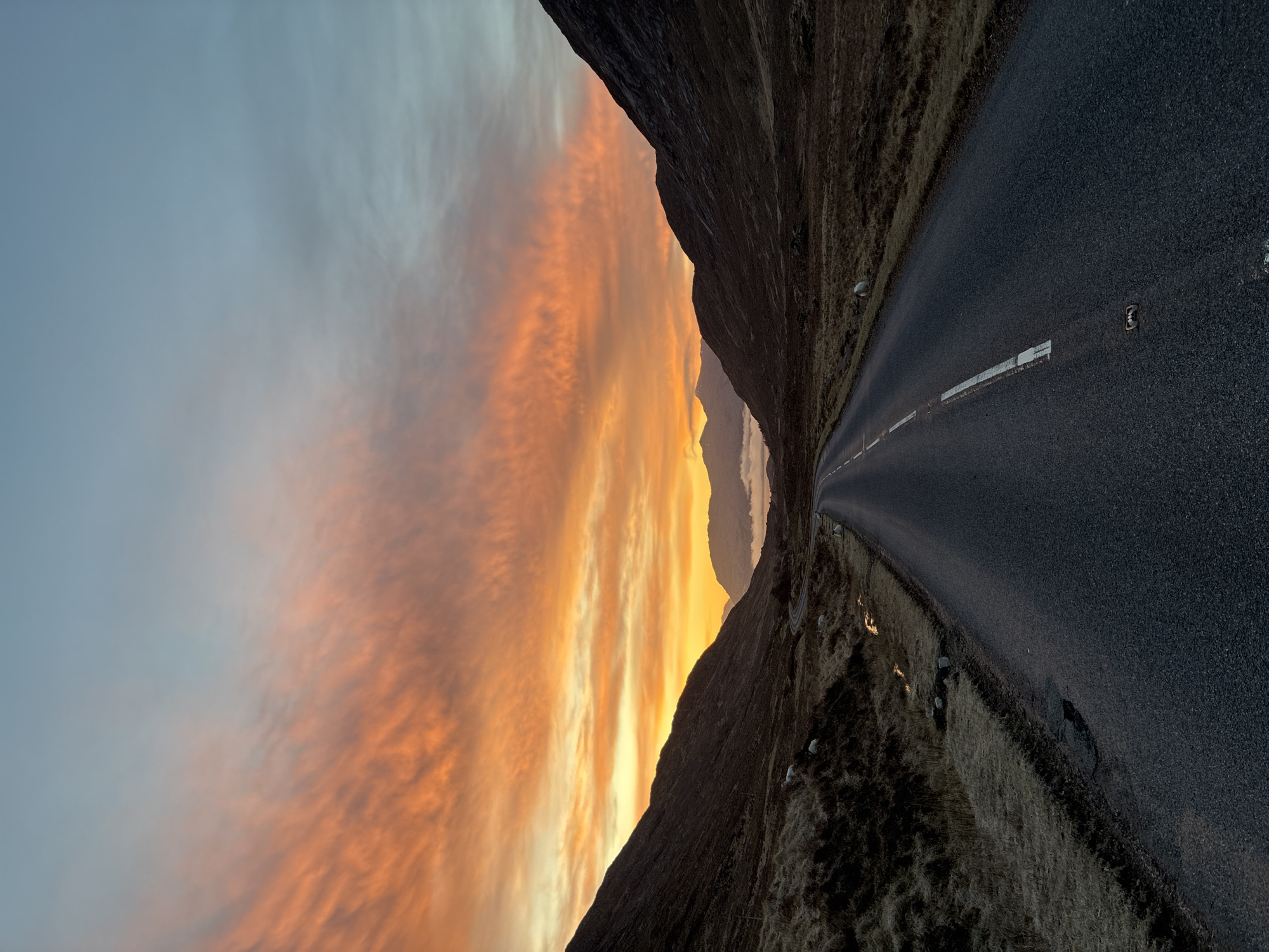 Mountain road captured at sunset near Fort William