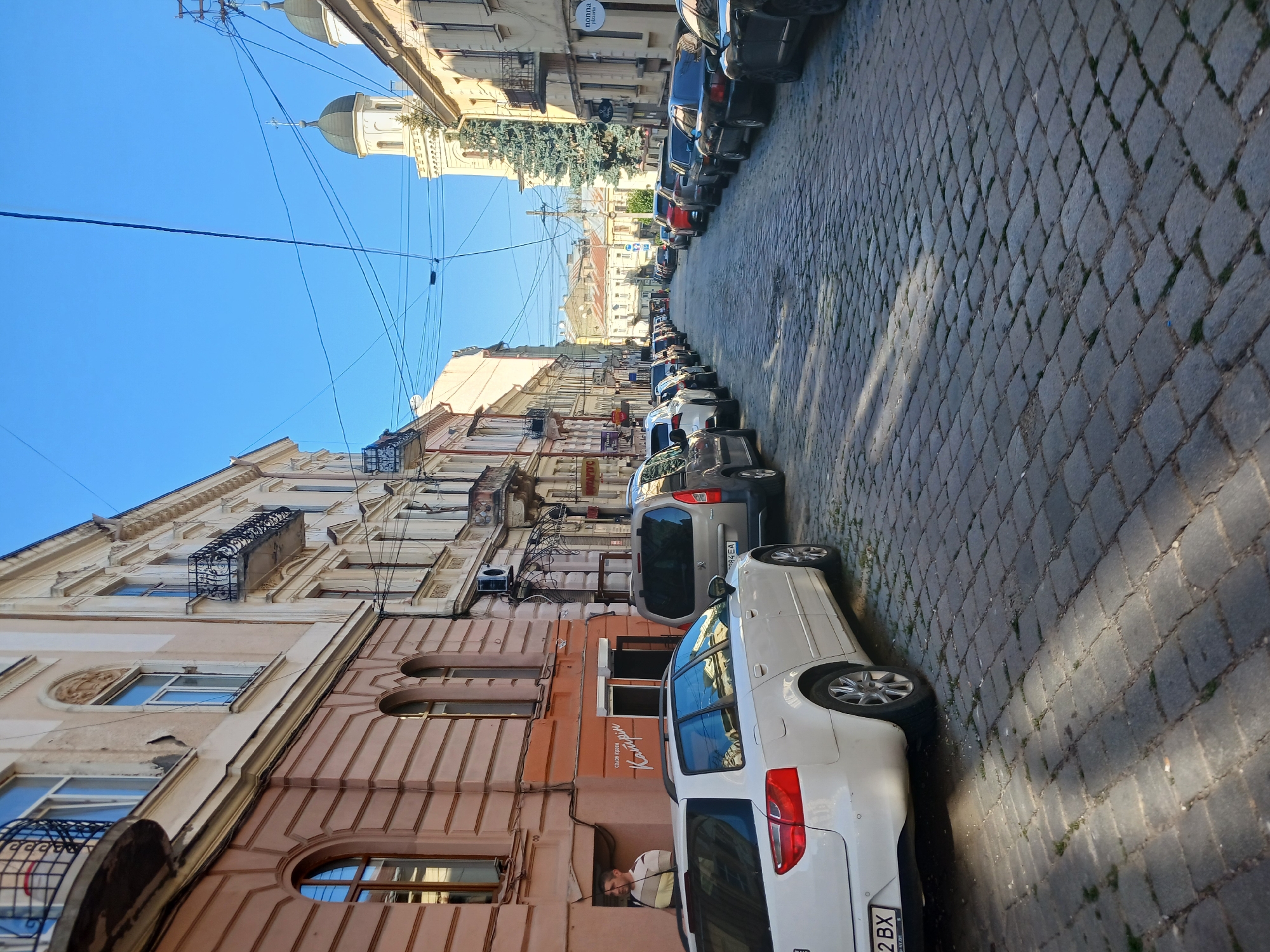 Street scenes from Chernivtsi's historic cobblestone center