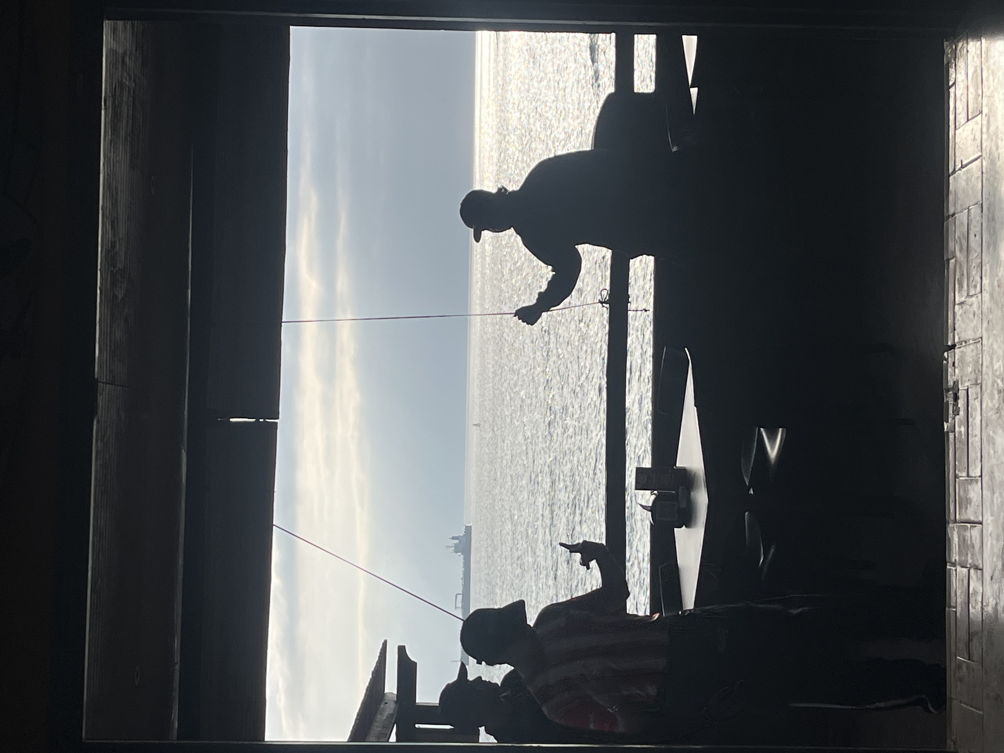 Ship spotted from window in Arica, Chile harbor