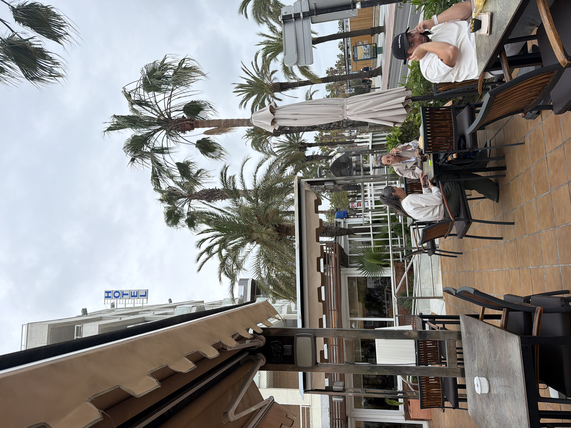 Morning café life captured in Salou's tourist district