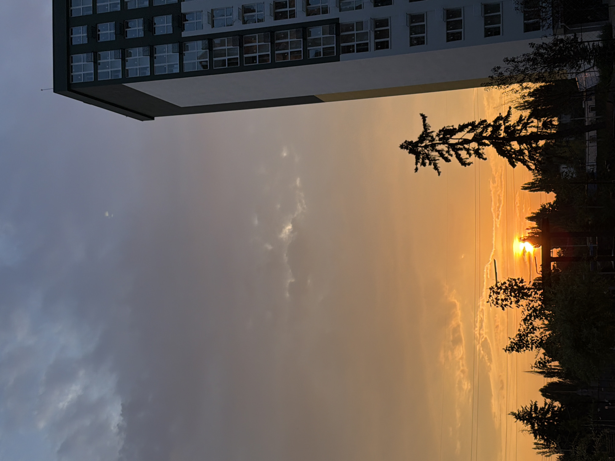 Sunset over a Kyiv residential neighborhood, August evening
