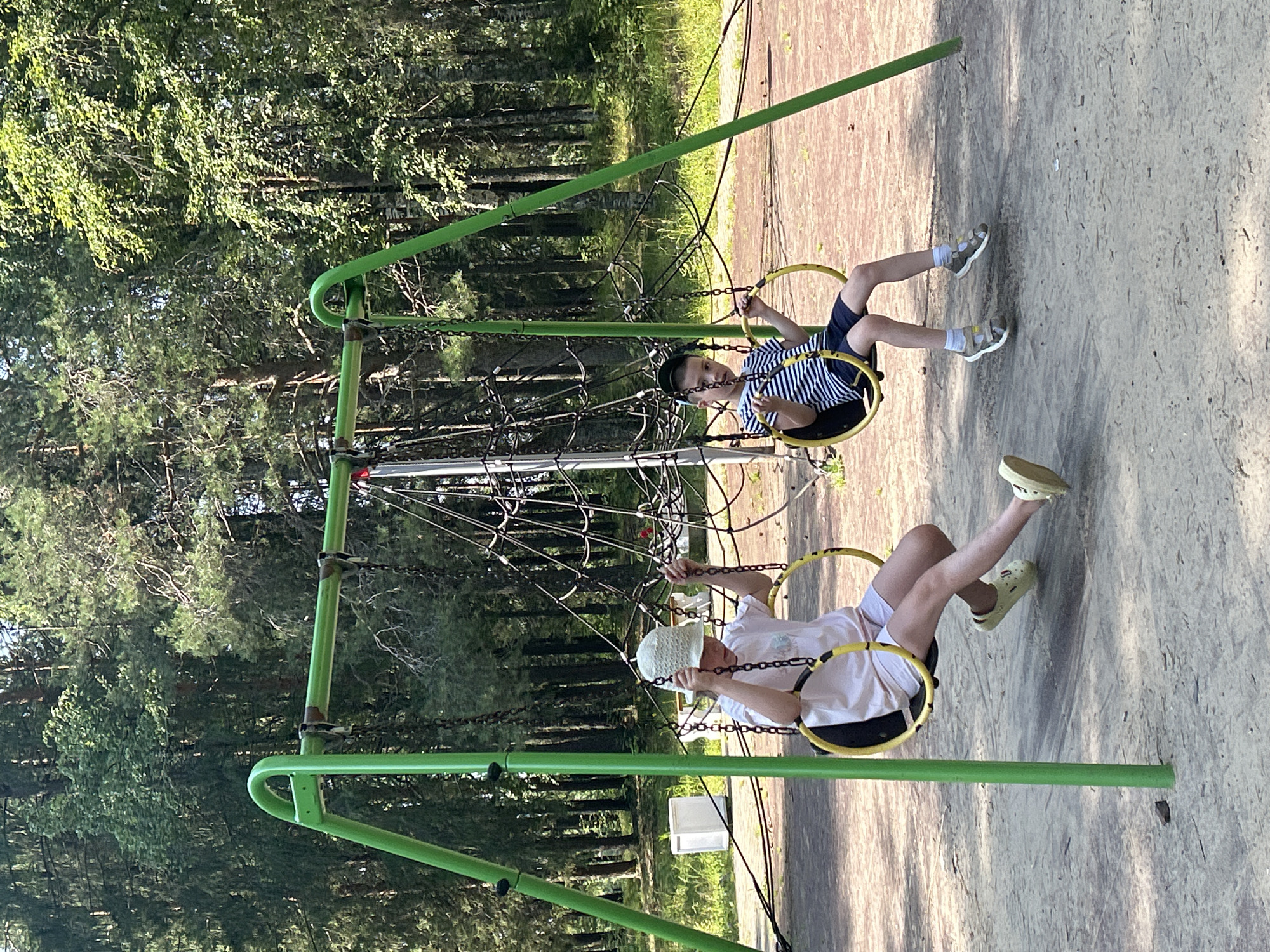Lazy summer morning at a Krasnovishersk park and river