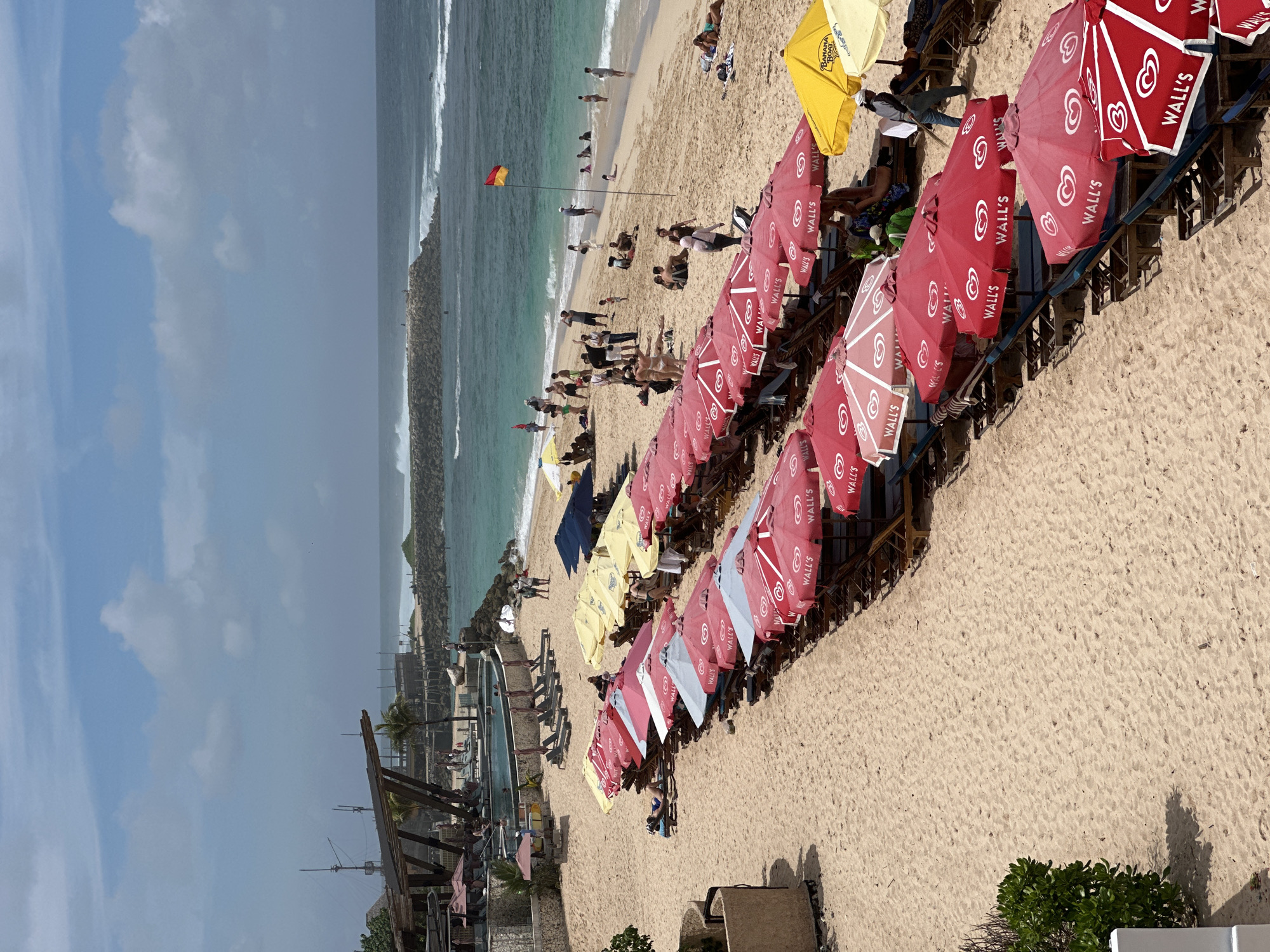 Bustling beach scene captured from elevated view in Kuta Selatan