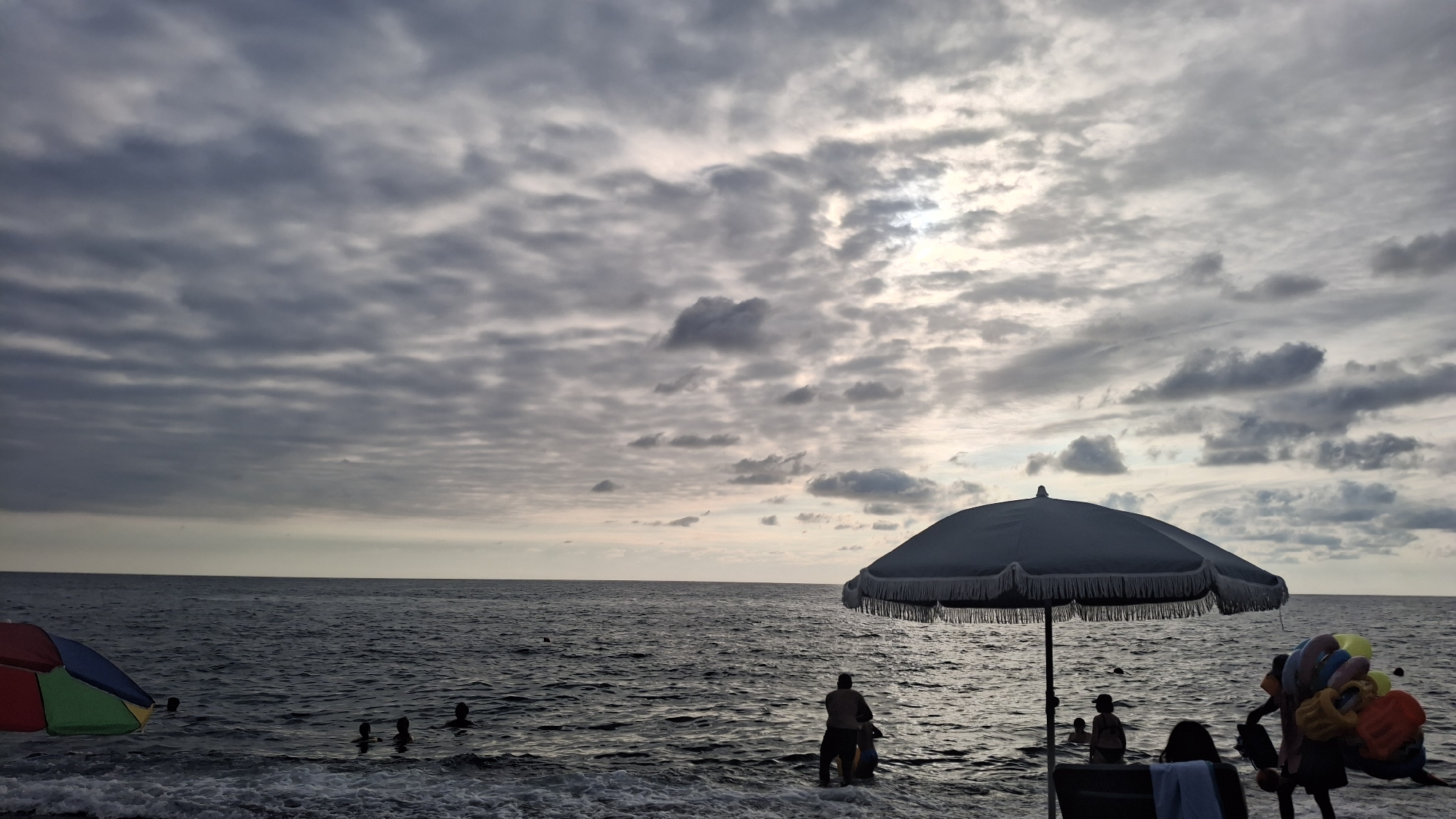 Cloudy afternoon on Kobuleti's pebble beach, Black Sea coast