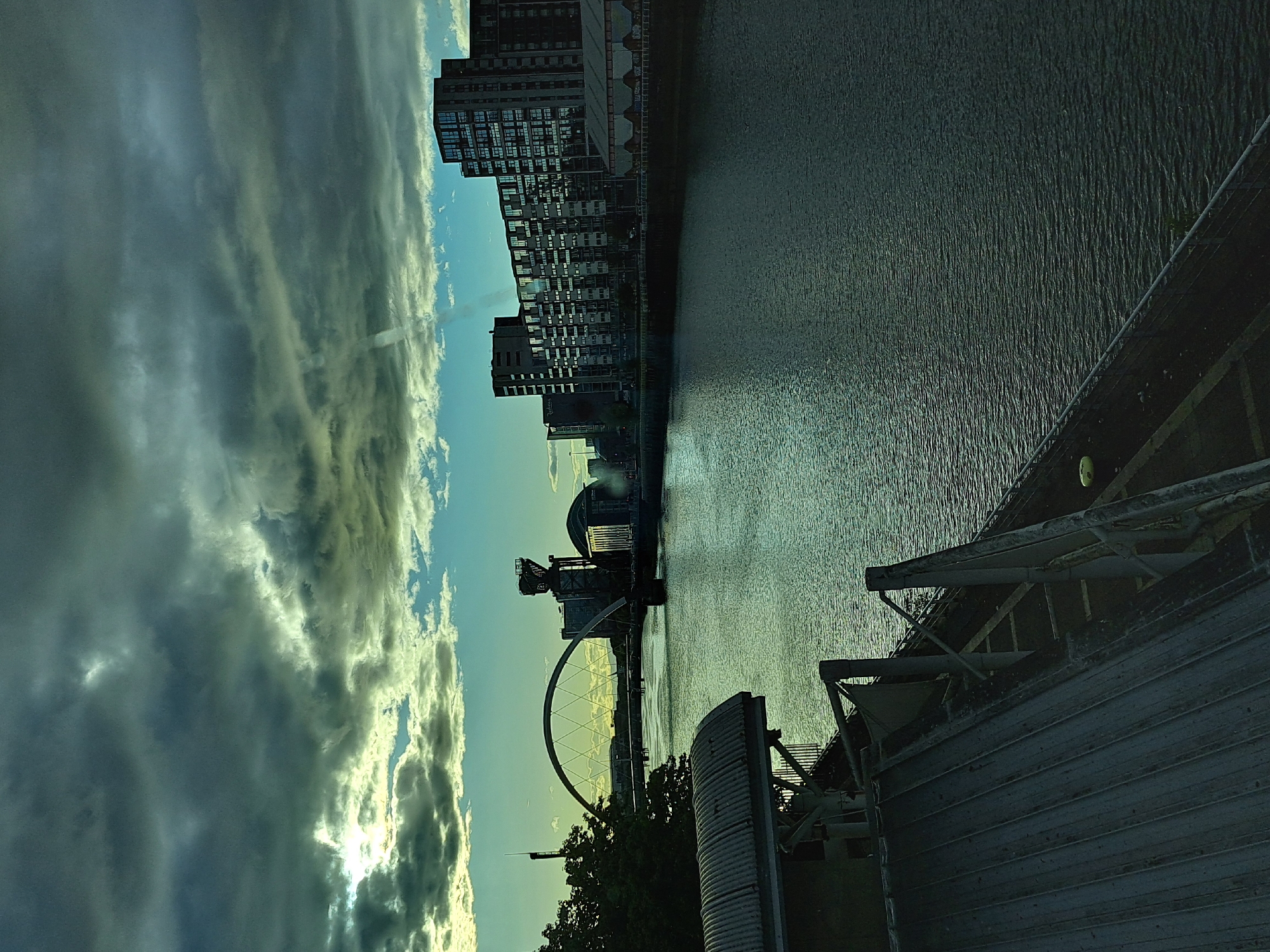 River Clyde scene captured featuring Arc bridge and Finnieston Crane