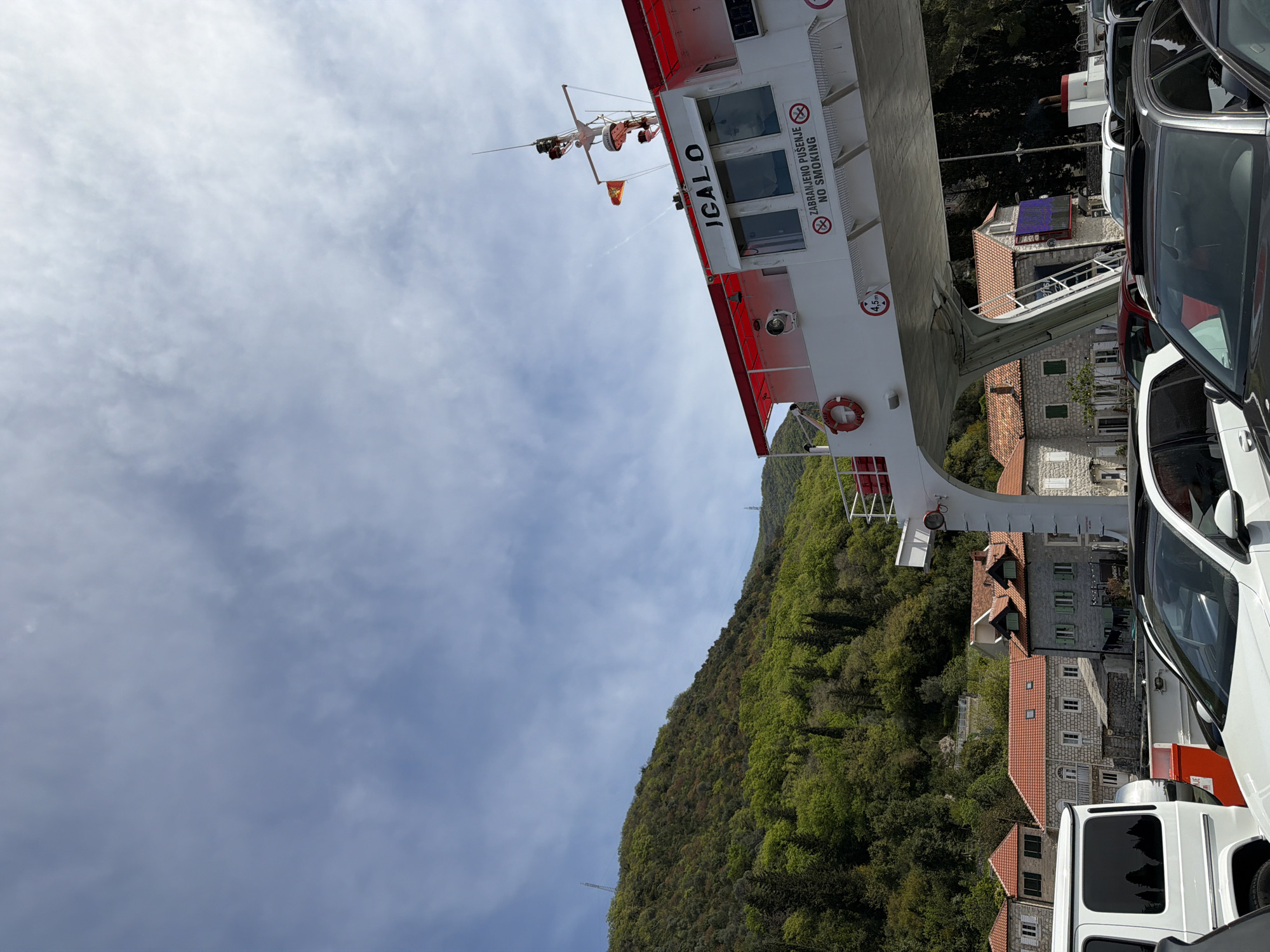 Ferry Igalo docked with cars at Lepetane, Montenegro