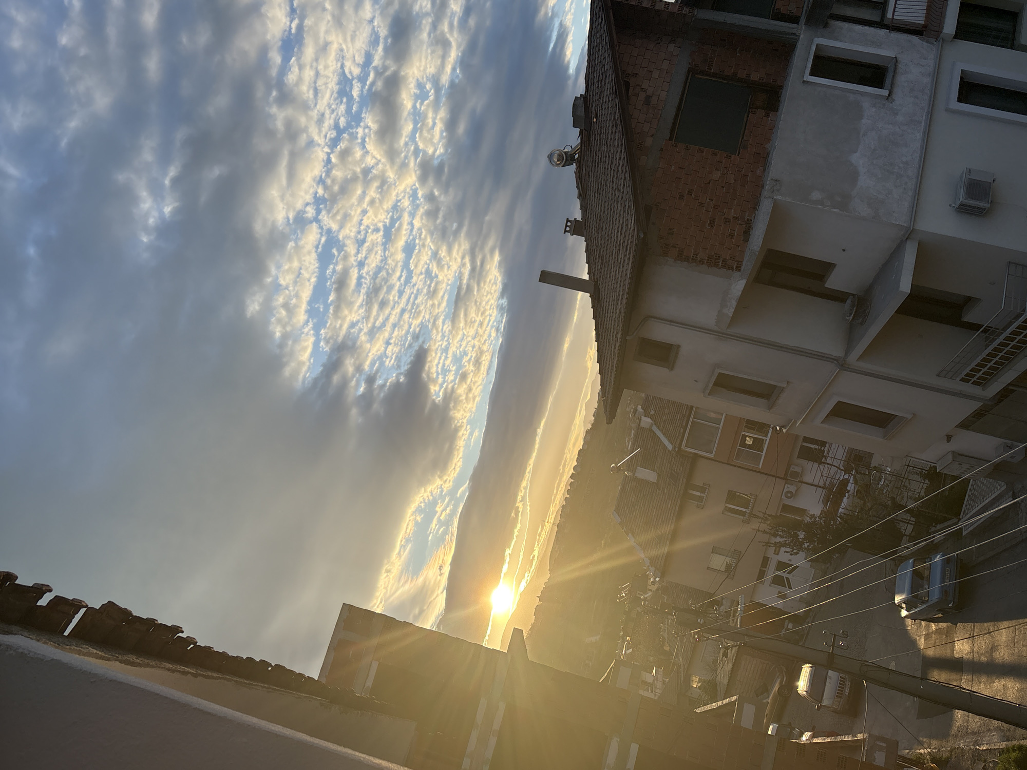 Sunset photographed from rooftop in Sandanski, Bulgaria
