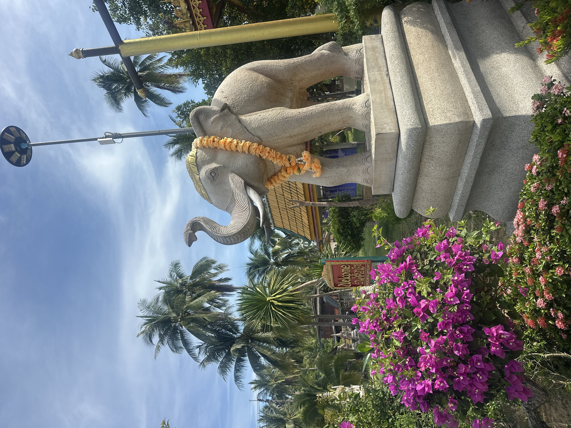 Ornate Buddhist temple grounds in Ko Samui, Thailand
