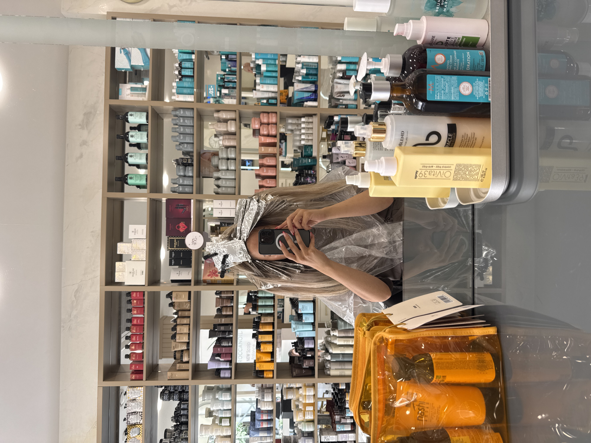Mid-treatment moments at a Sofia hair salon