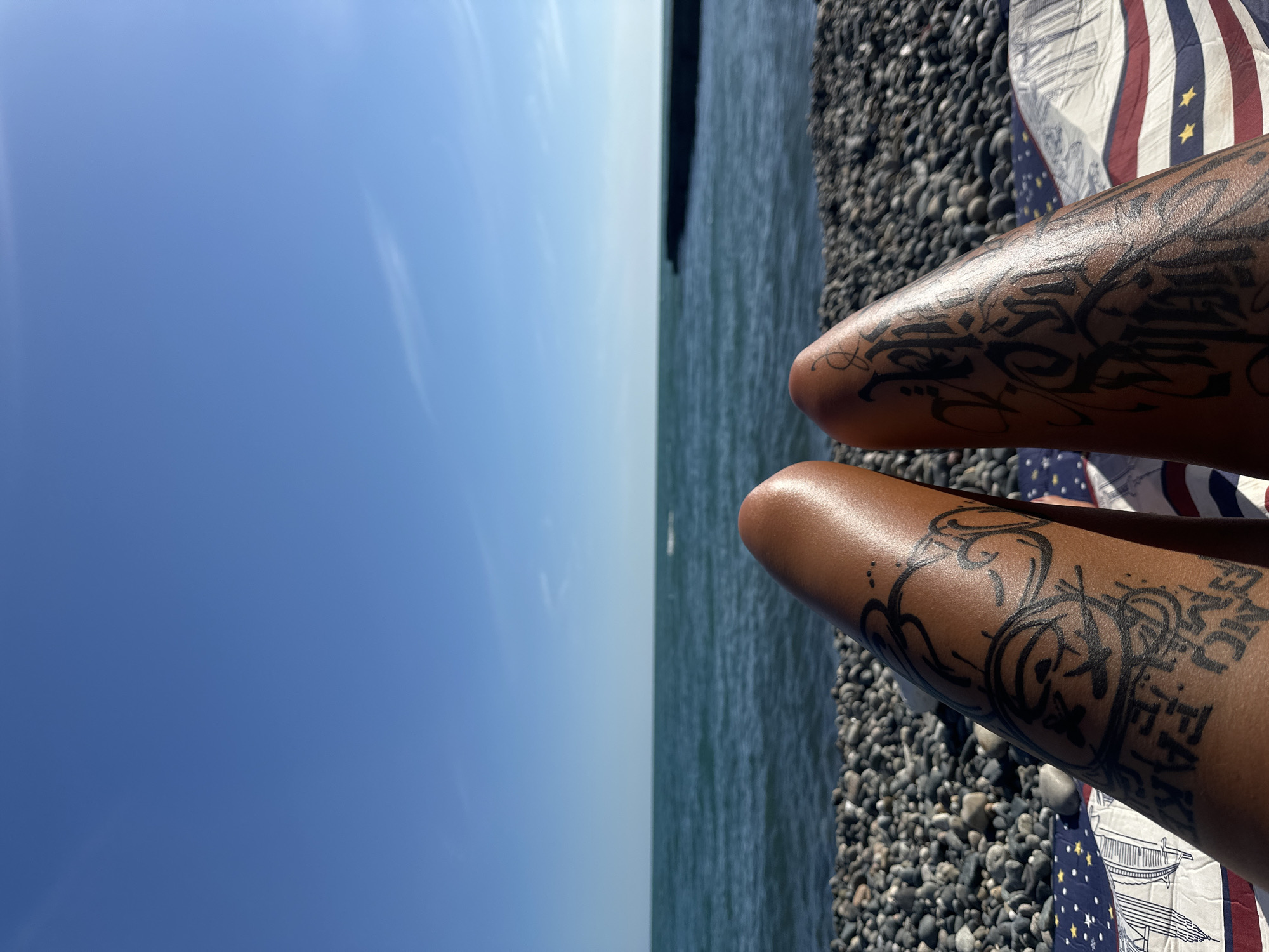 Afternoon beach hang on the pebbled shore of New Athos