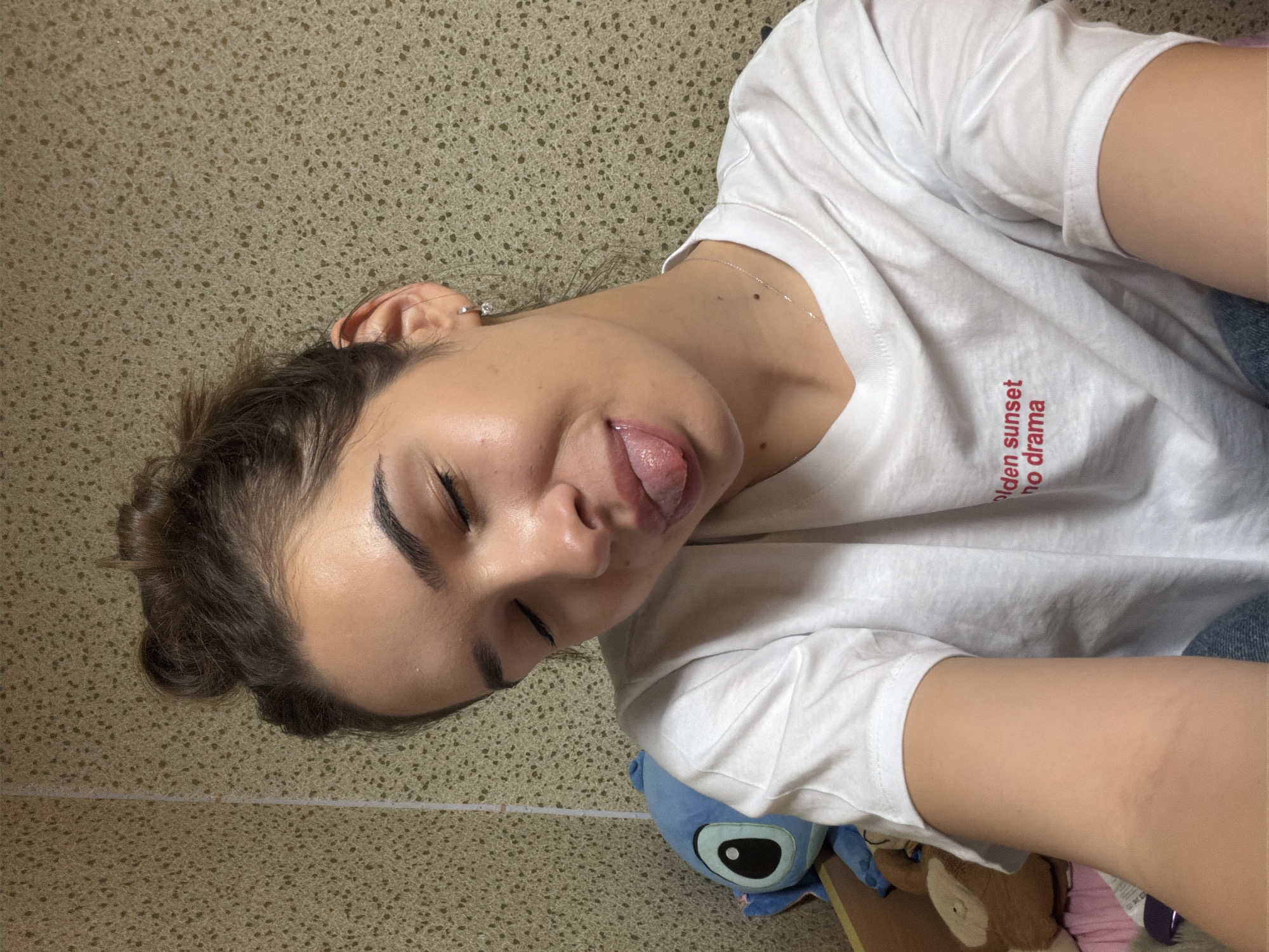 Woman photographed in relaxed poses indoors in Sofia