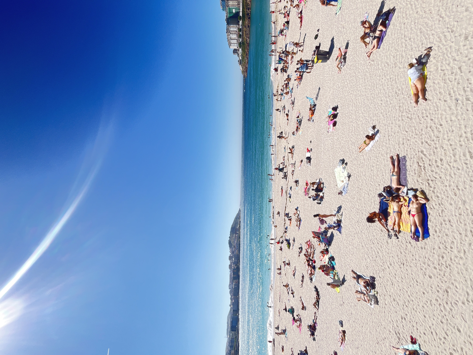 Busy summer day on the beaches of A Coruña, Spain